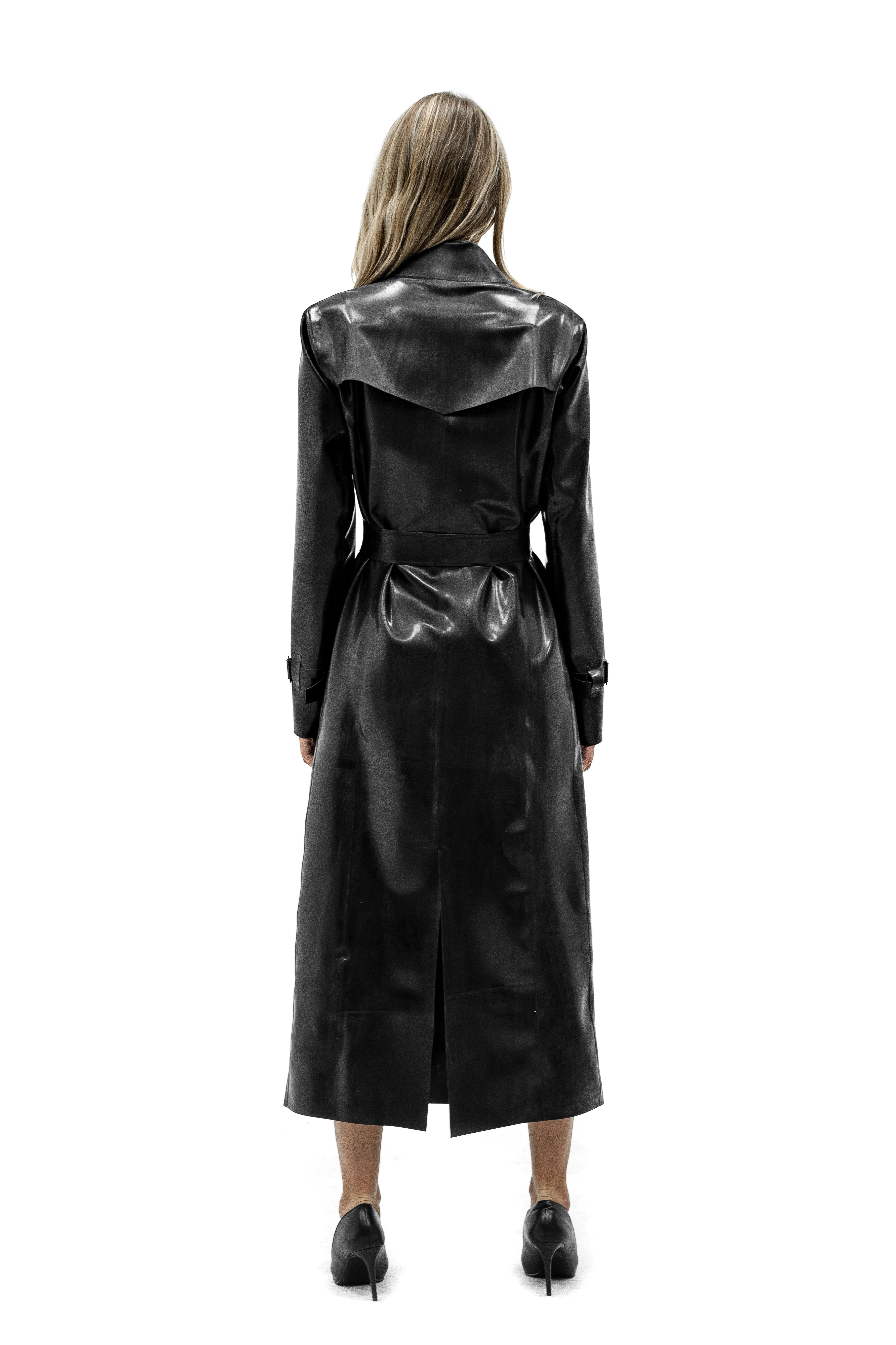 Latex Trench Coat Verona. Black.