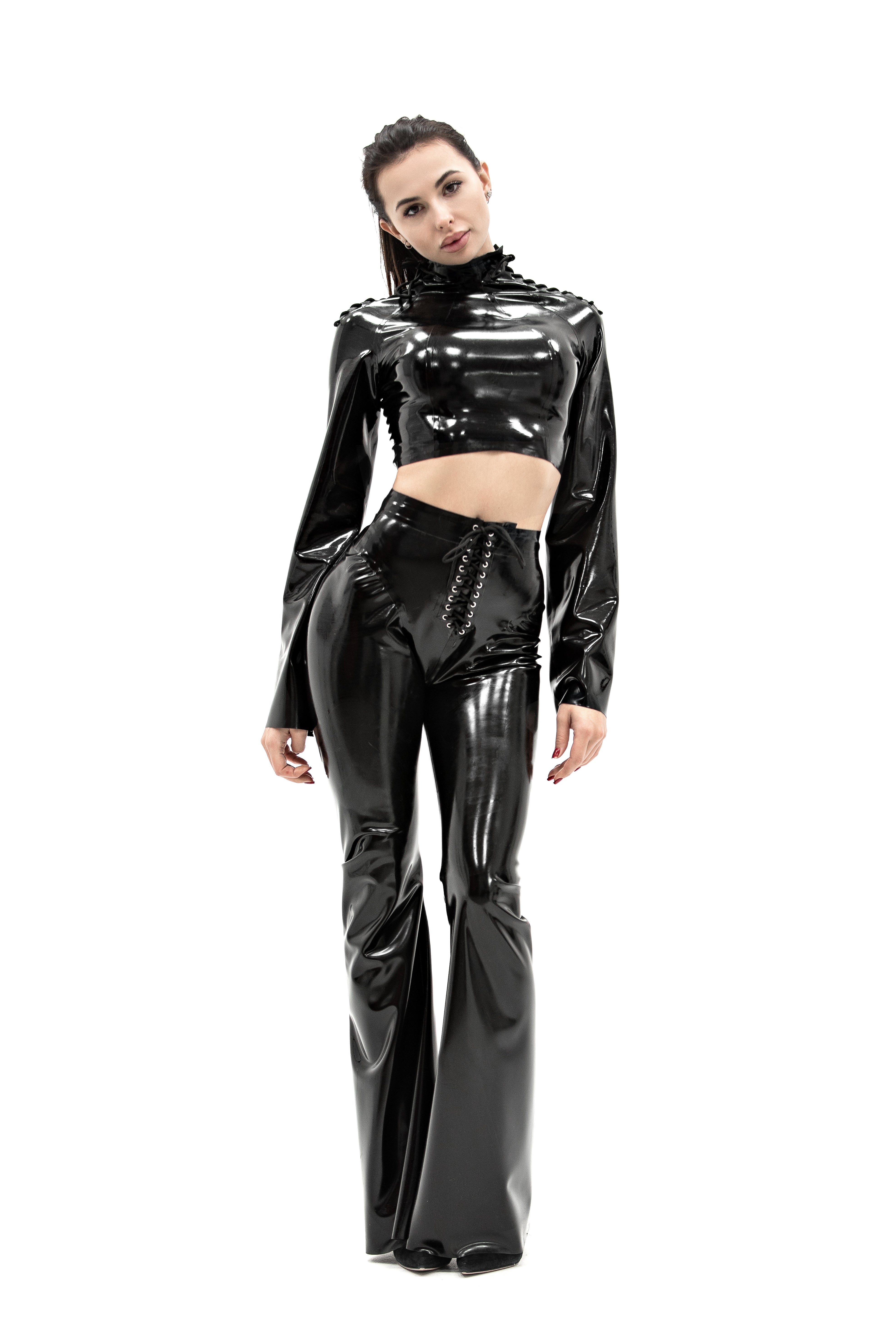 Latex Lace-Up Set Lara. Black
