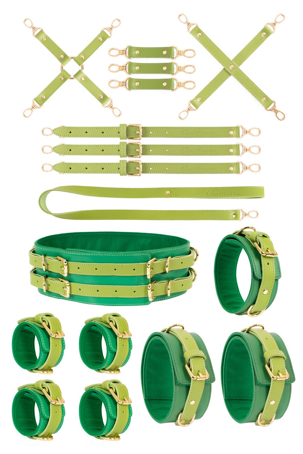 All inclusive Leather Bondage Set with Bed Restraints. 10 colors - Elinlatex