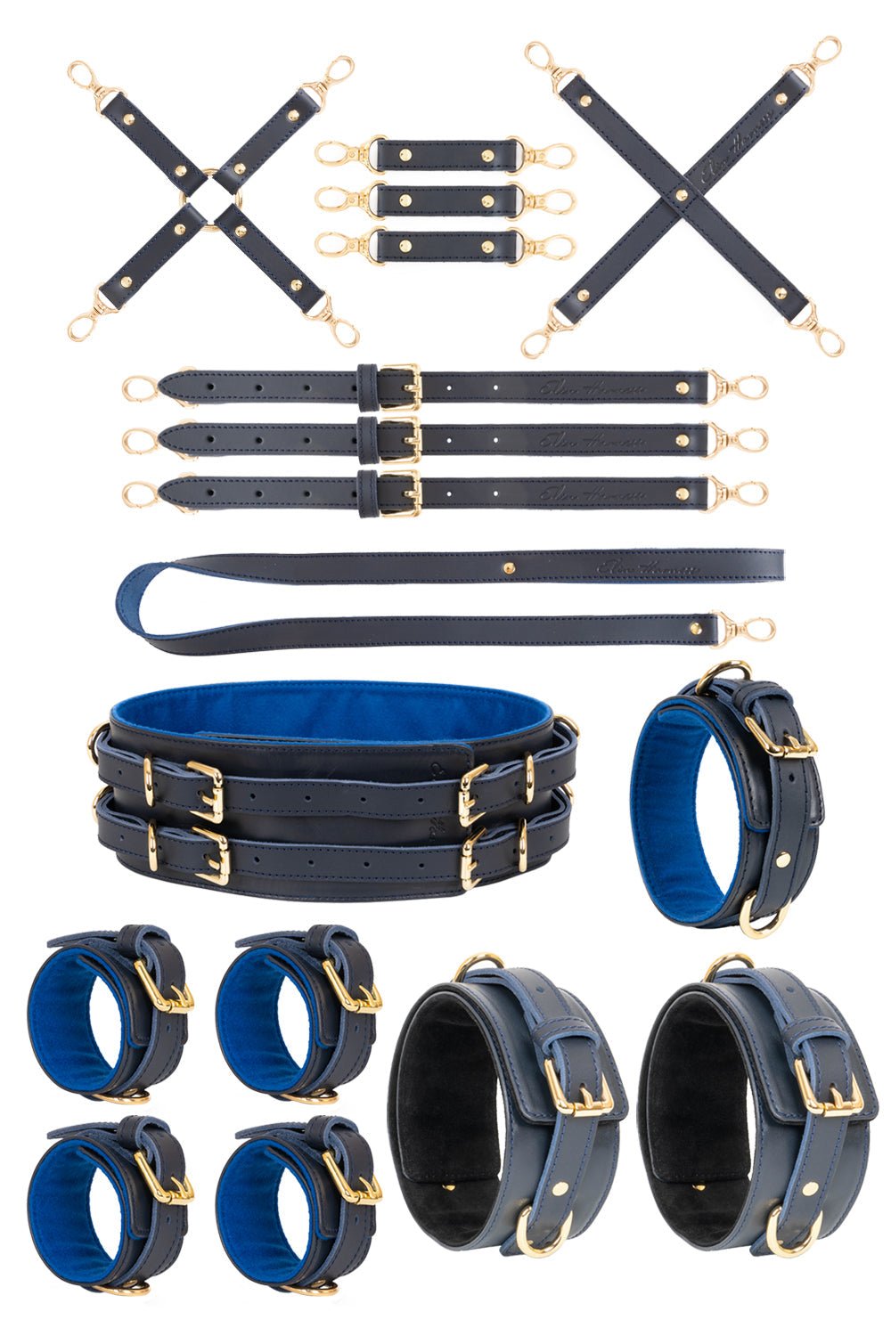 All inclusive Leather Bondage Set with Bed Restraints. 10 colors - Elinlatex