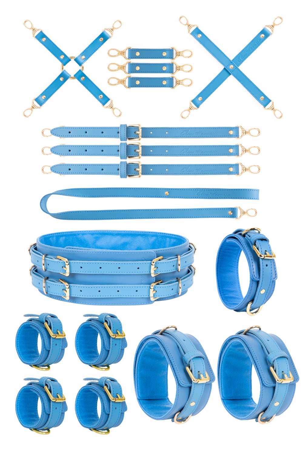 All inclusive Leather Bondage Set with Bed Restraints. 10 colors - Elinlatex