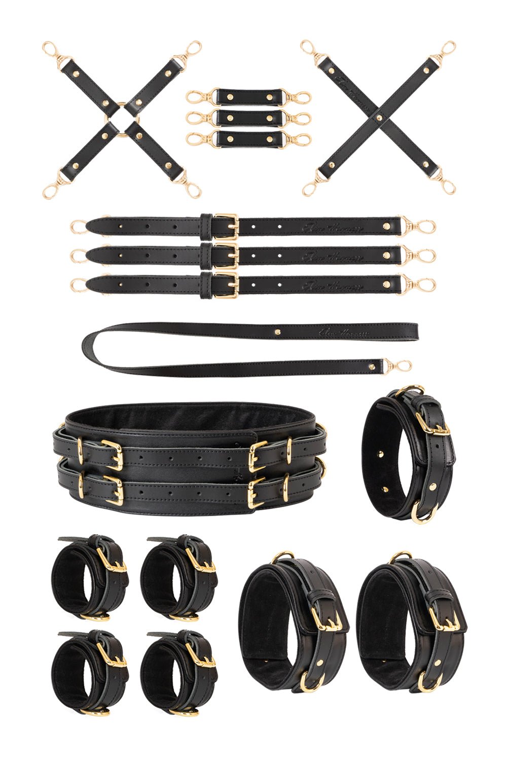 All inclusive Leather Bondage Set with Bed Restraints. 10 colors - Elinlatex