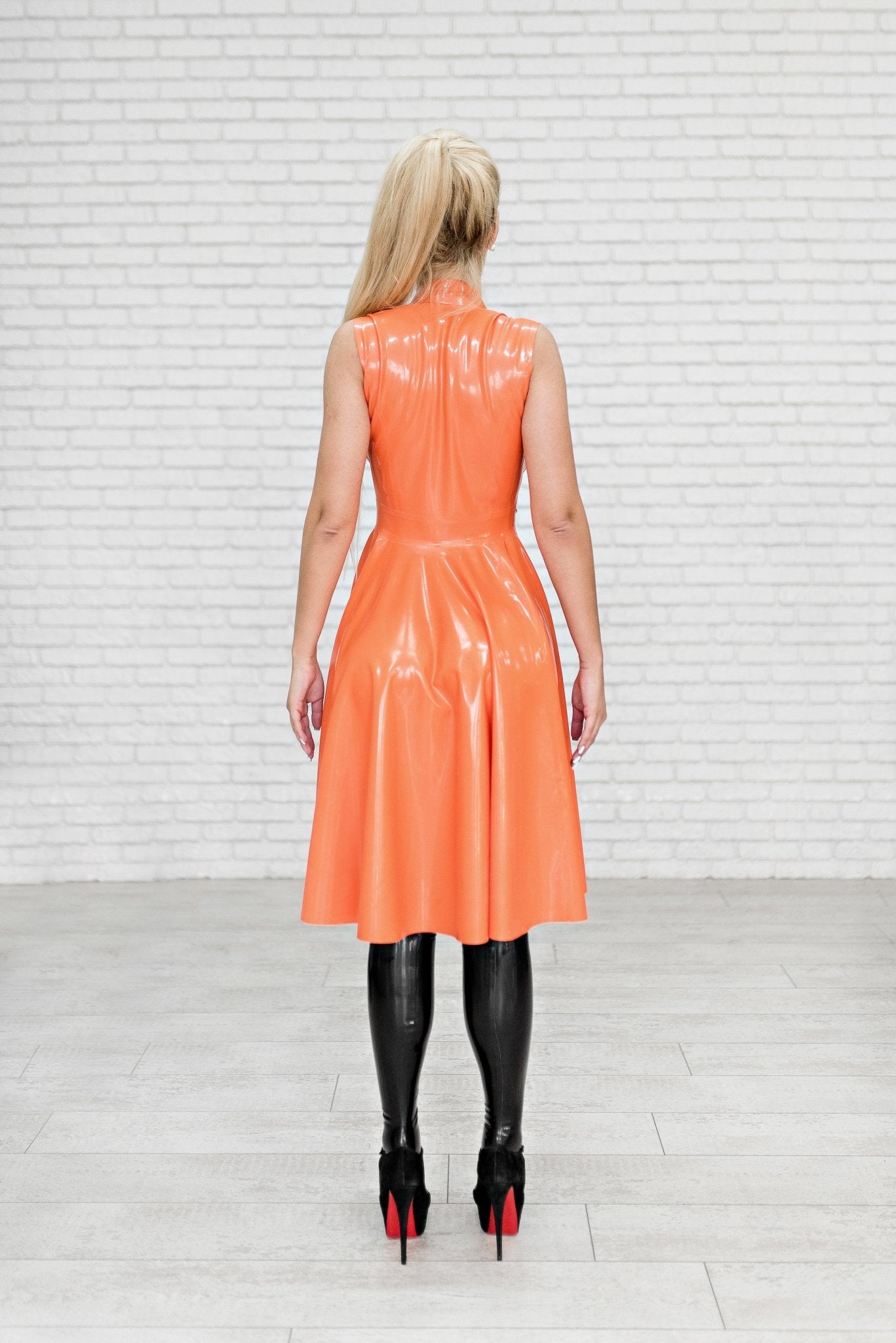 Apricot Latex Cape, Sleeveless Cloak - Elinlatex