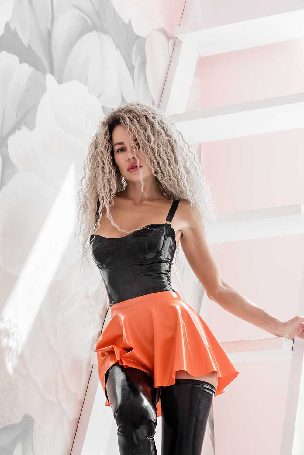 Apricot Latex Skater Skirt - Elinlatex