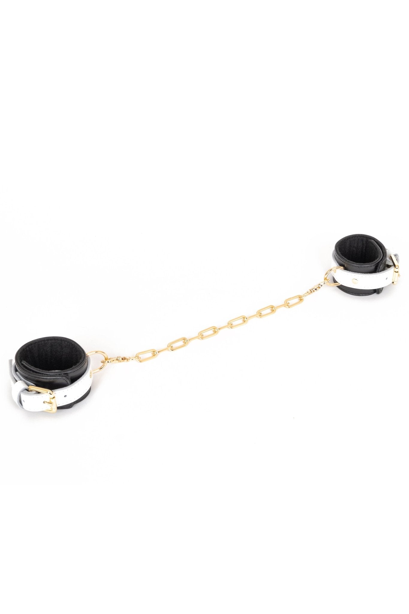 Black'n'White Leather Bracelets, Ankle bracelets with chain connector - Elinlatex