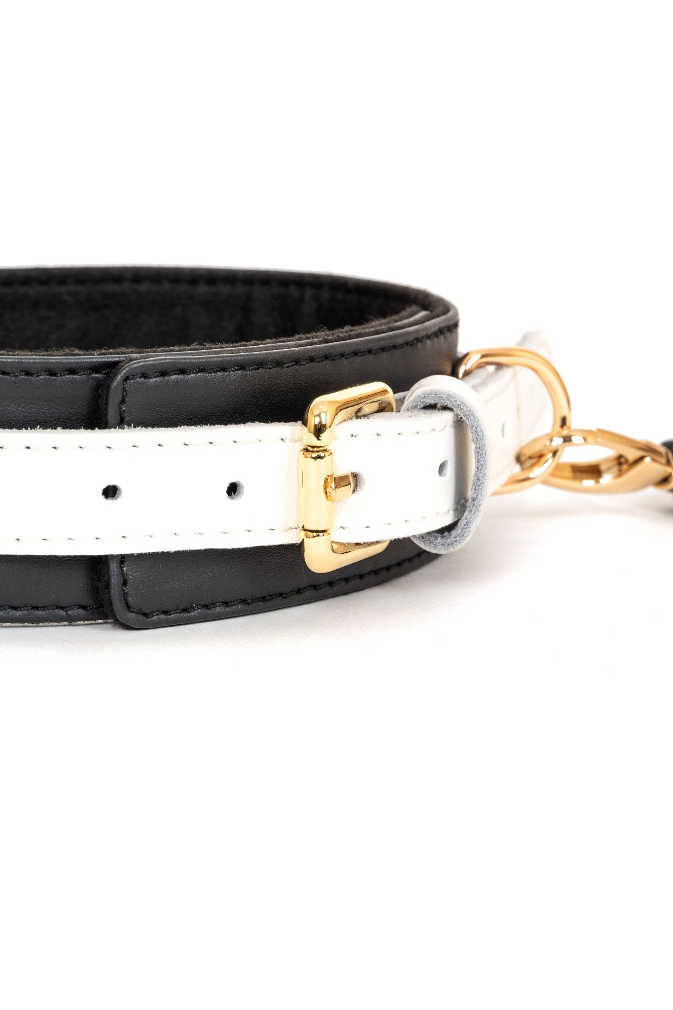 Black'n'White Leather Choker - Elinlatex