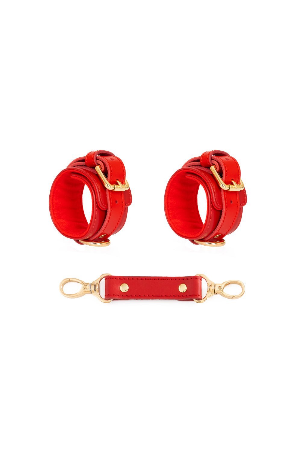 Bracelets for wrists, for ankles. Restraint Bondage with standard leather connector - Elinlatex