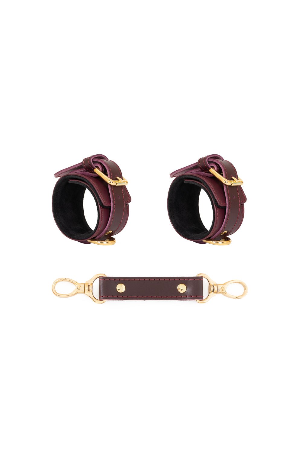 Bracelets for wrists, for ankles. Restraint Bondage with standard leather connector - Elinlatex