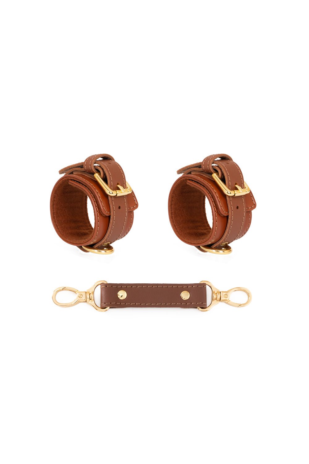 Bracelets for wrists, for ankles. Restraint Bondage with standard leather connector - Elinlatex