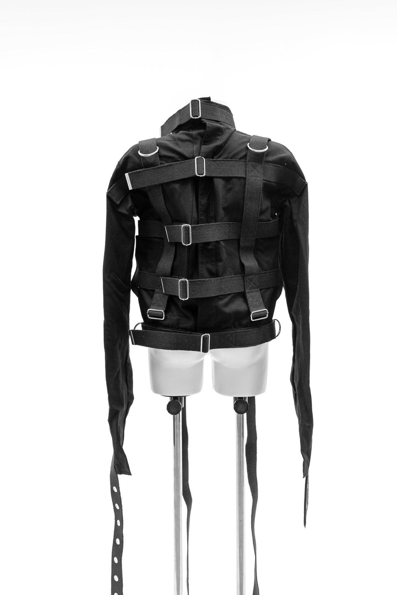 Cotton Straitjacket with Segufix Style Locks & Key. Black - Elinlatex