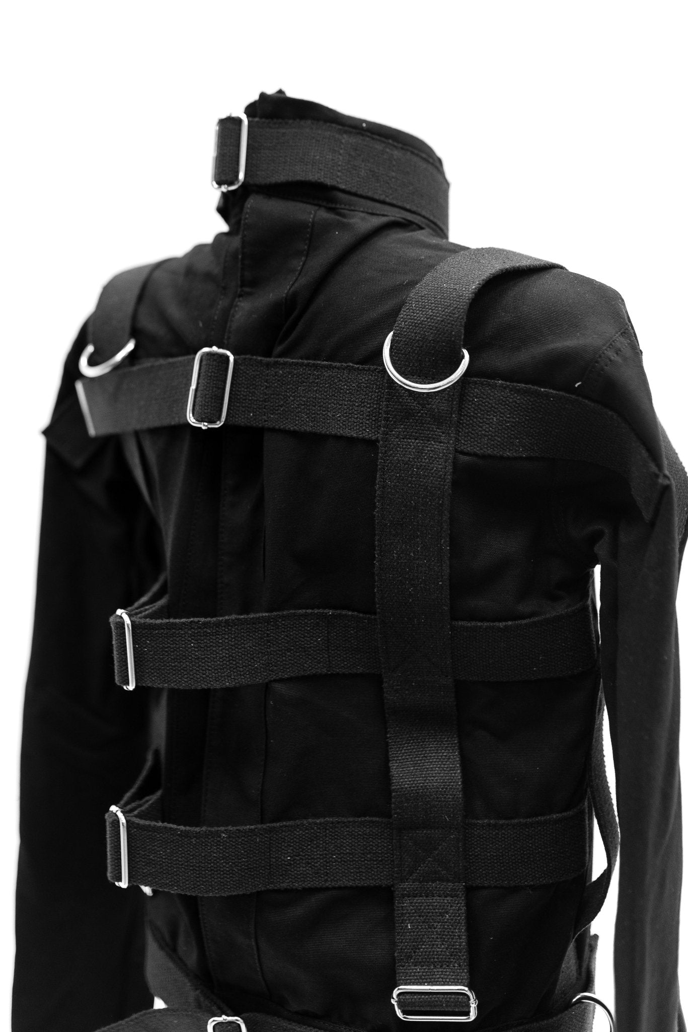 Cotton Straitjacket with Segufix Style Locks & Key. Black - Elinlatex