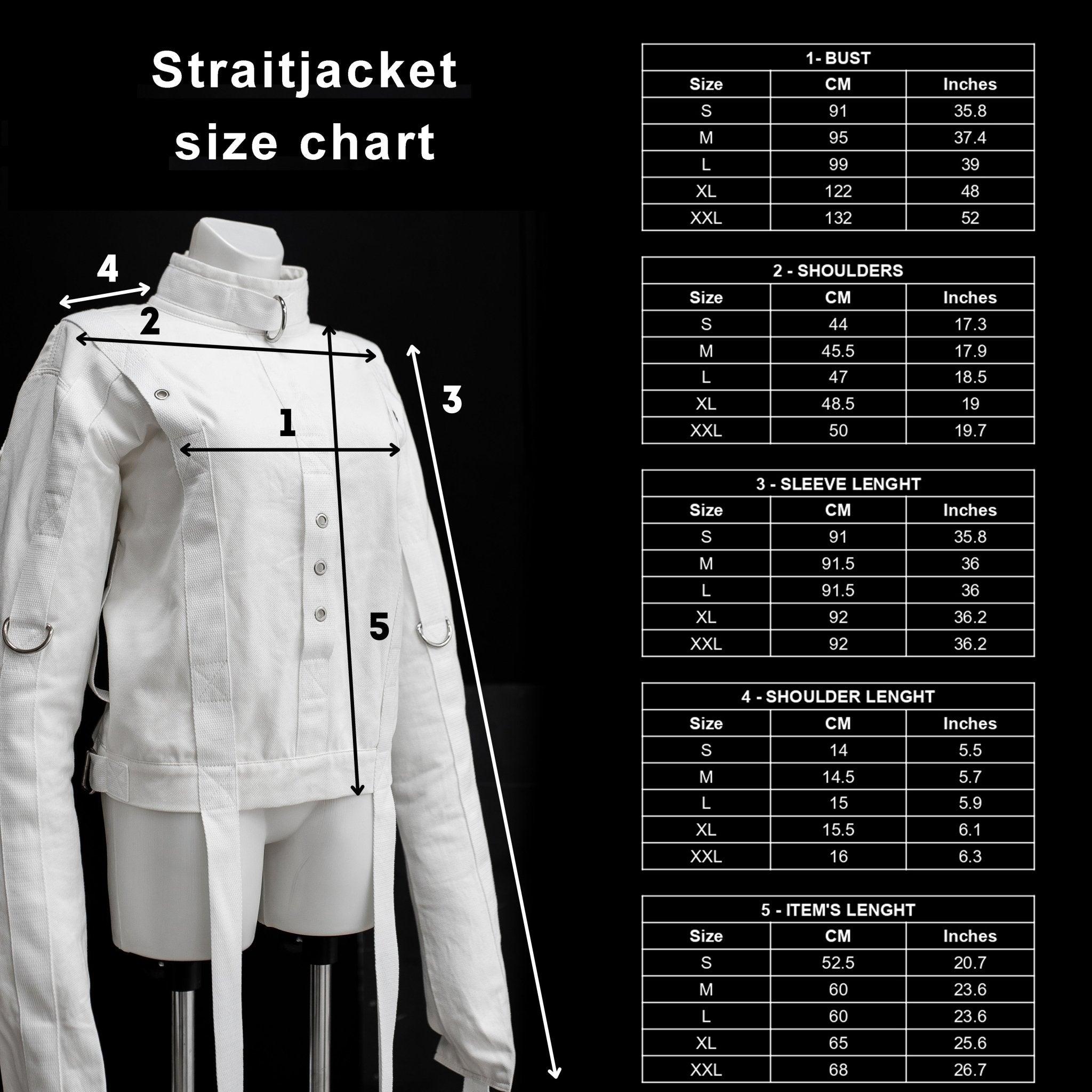 Cotton Straitjacket with Segufix Style Locks & Key. Black - Elinlatex