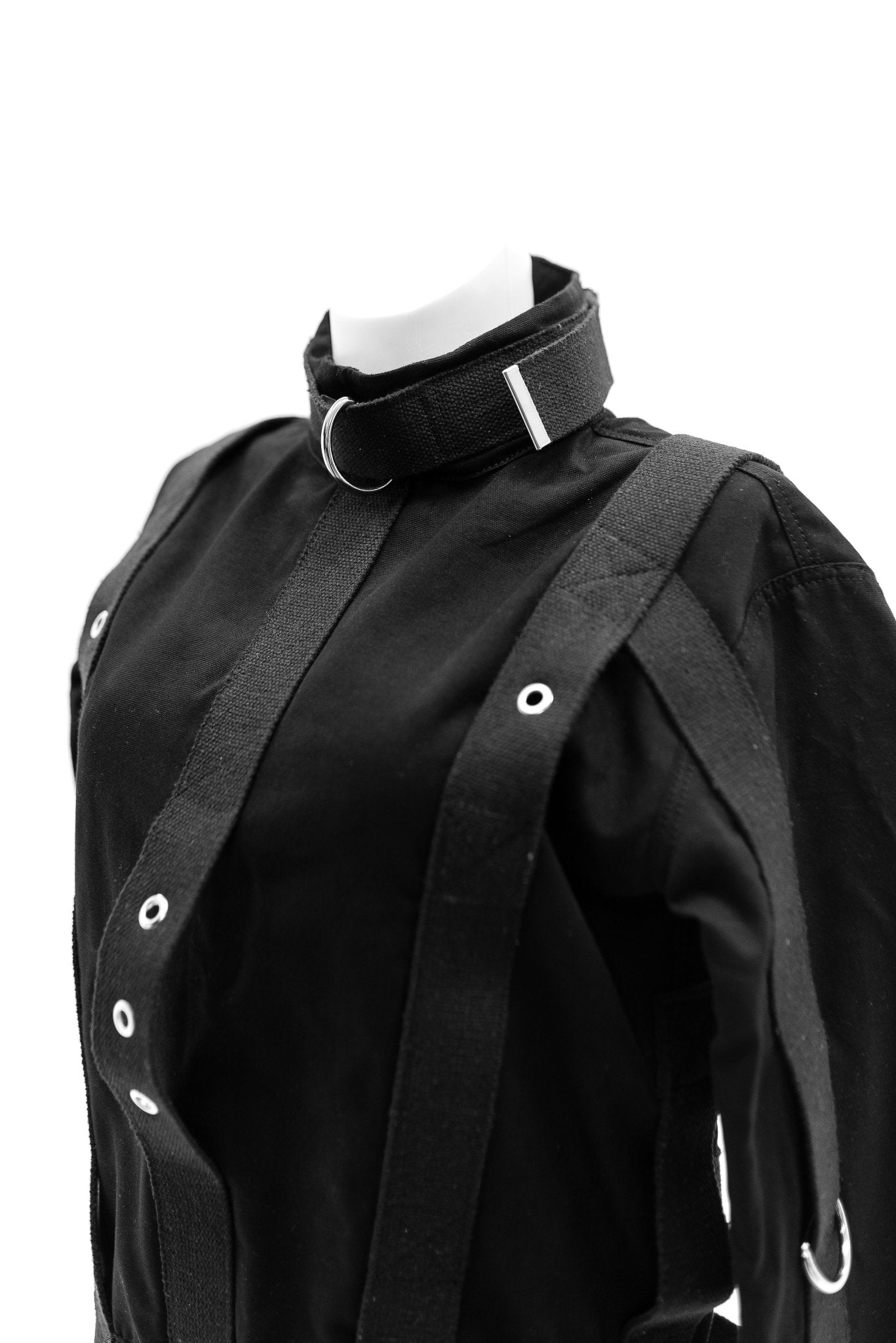Cotton Straitjacket with Segufix Style Locks & Key. Black - Elinlatex