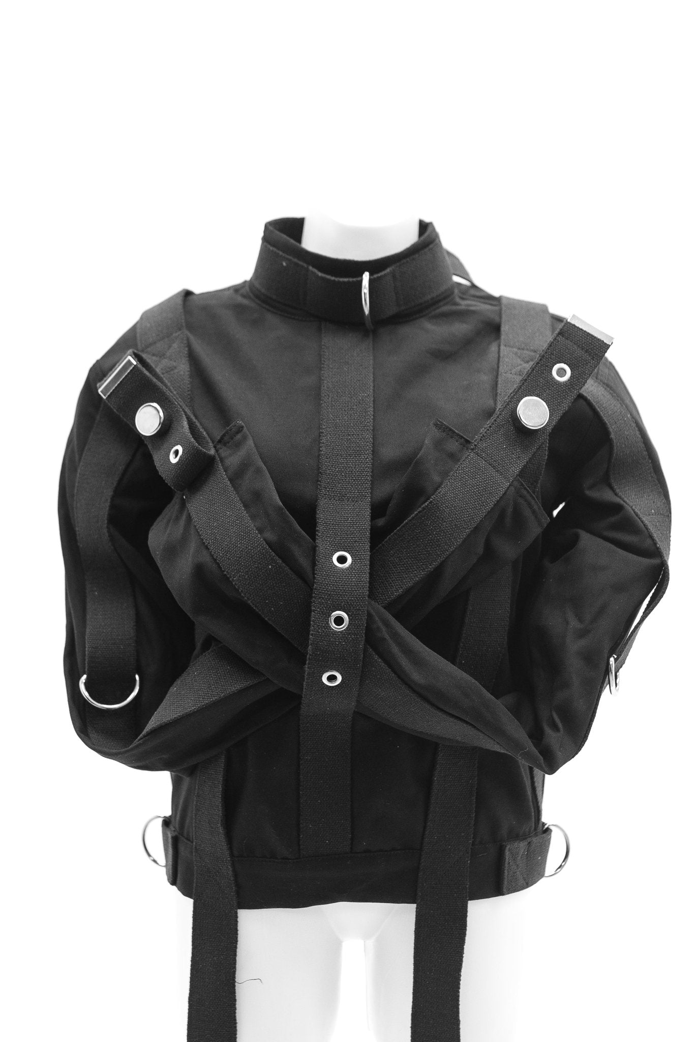 Cotton Straitjacket with Segufix Style Locks & Key. Black - Elinlatex