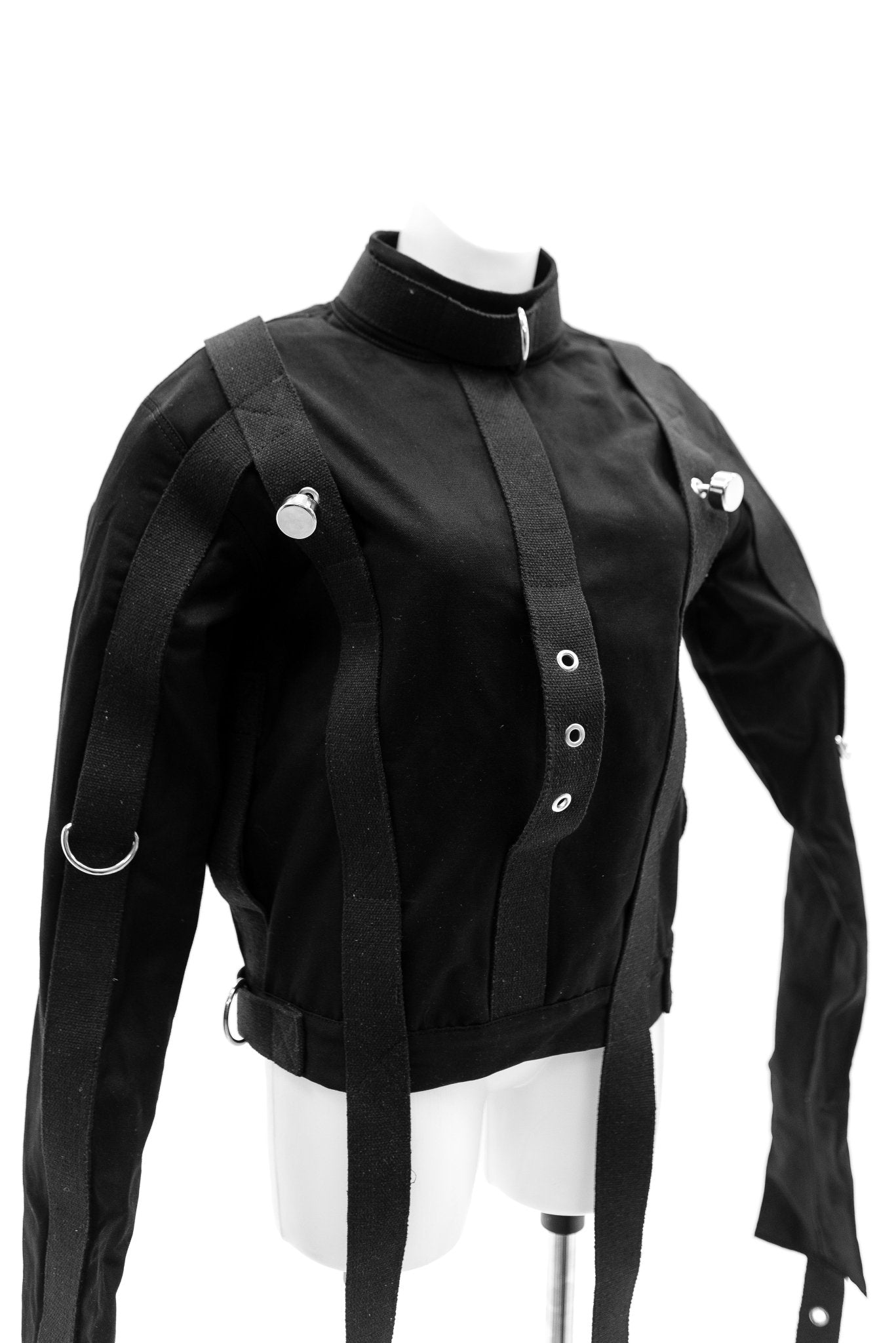 Cotton Straitjacket with Segufix Style Locks & Key. Black - Elinlatex