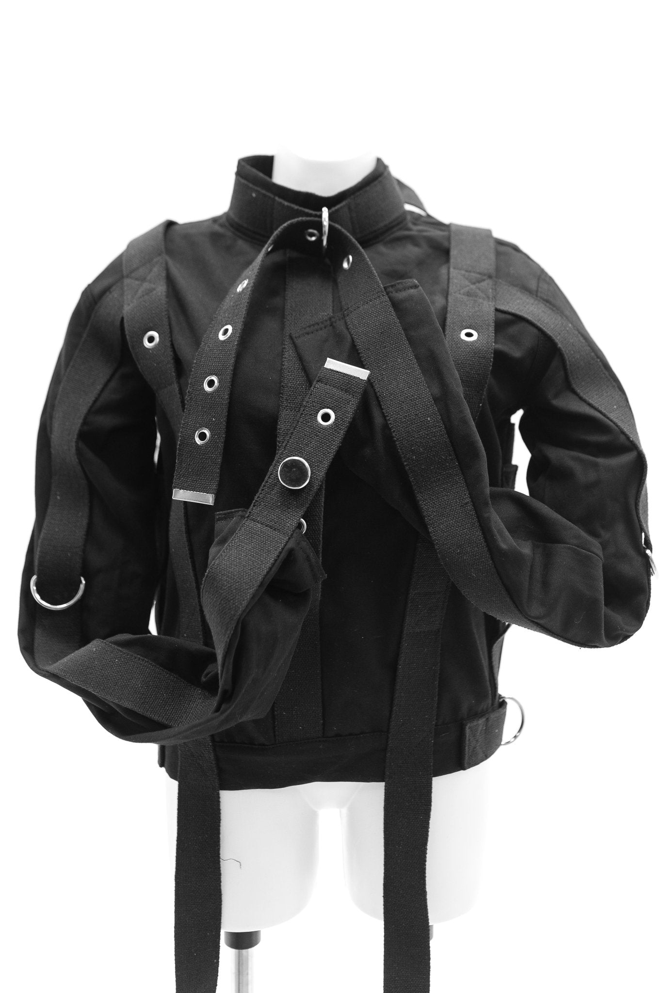 Cotton Straitjacket with Segufix Style Locks & Key. Black - Elinlatex