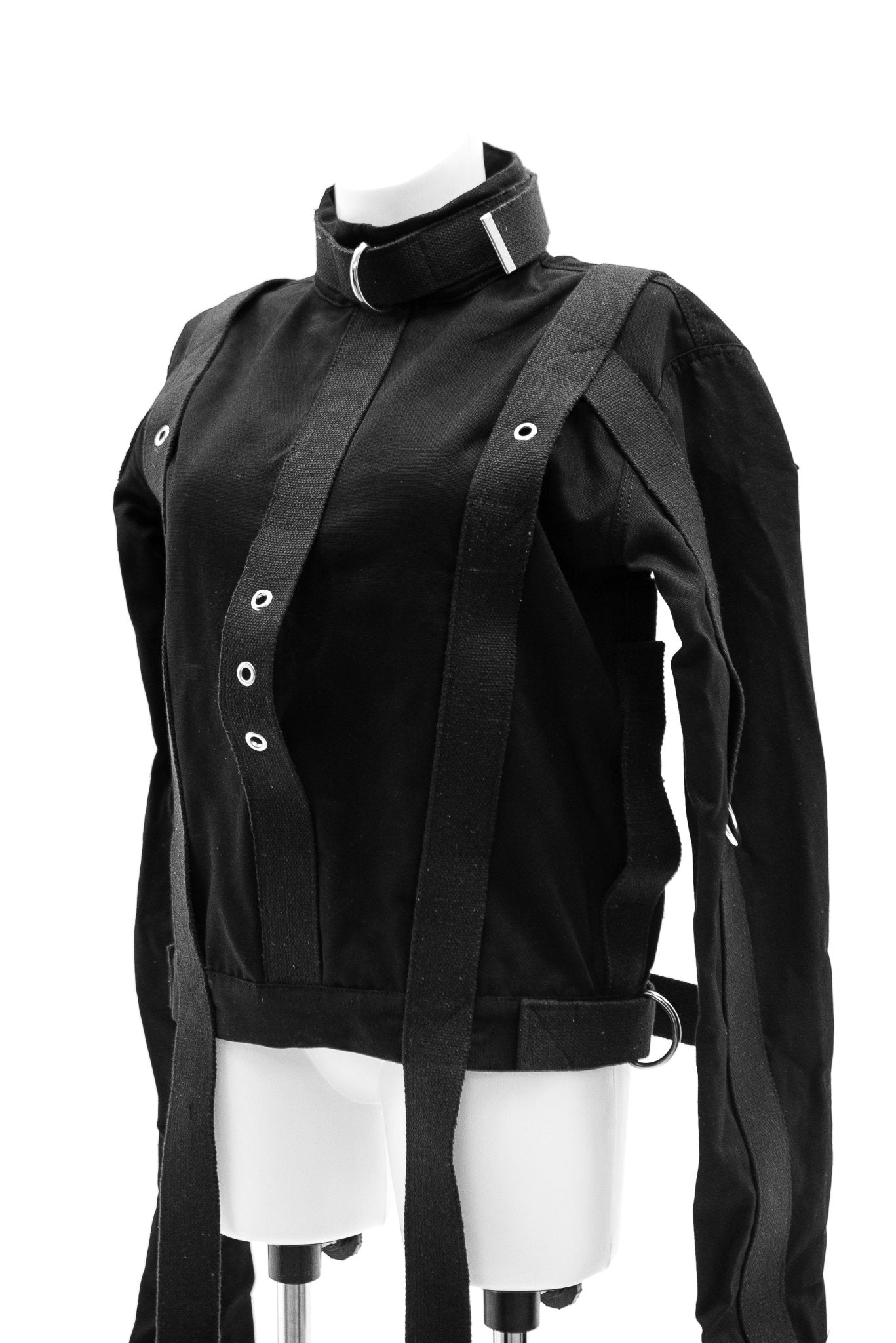 Cotton Straitjacket with Segufix Style Locks & Key. Black - Elinlatex