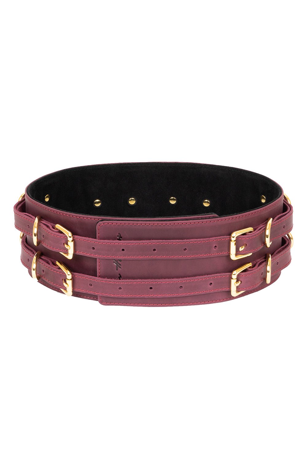 "Crazy Horse" Leather Waist Belt. Burgundy - Elinlatex