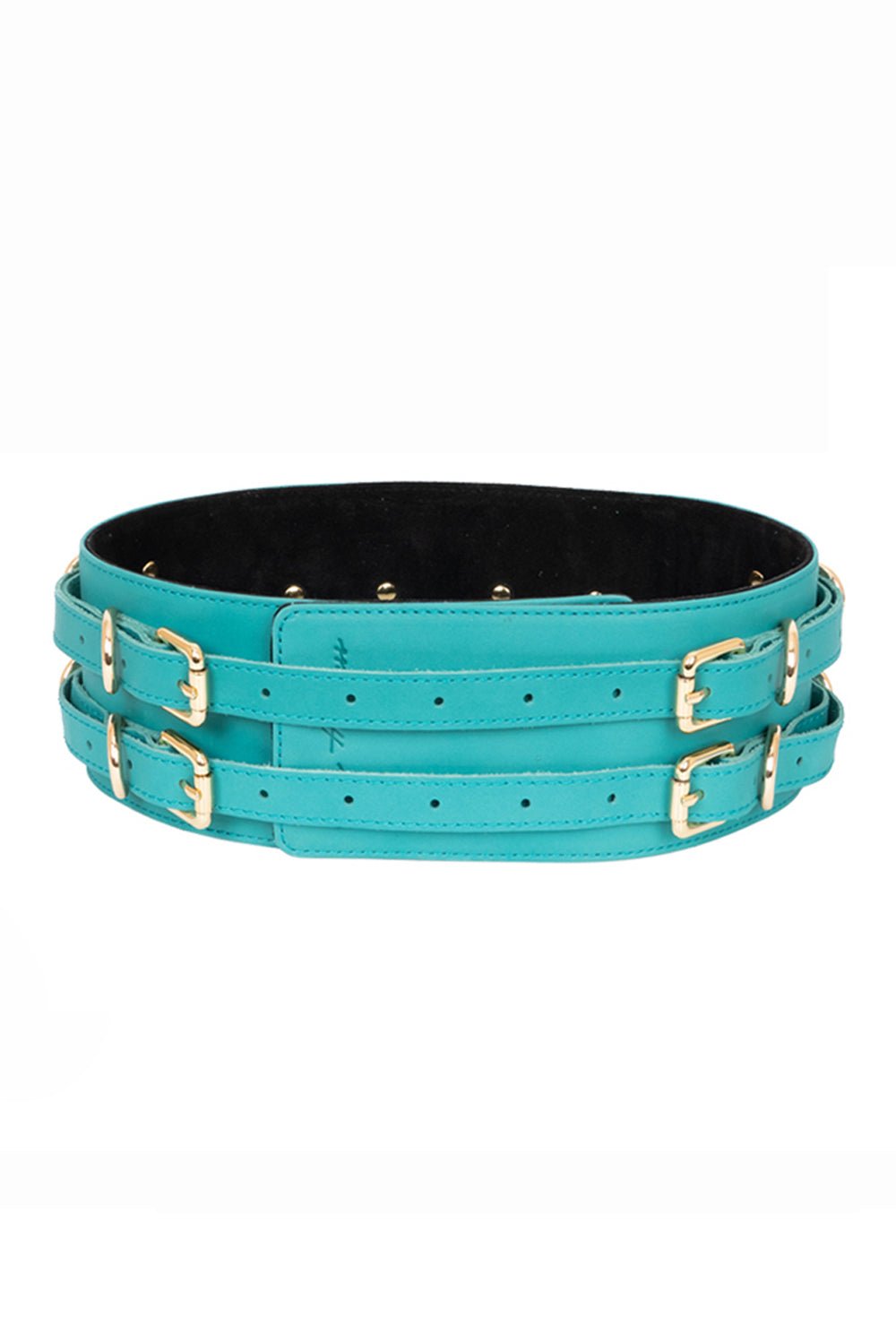 "Crazy Horse" Leather Waist Belt. Turquoise - Elinlatex