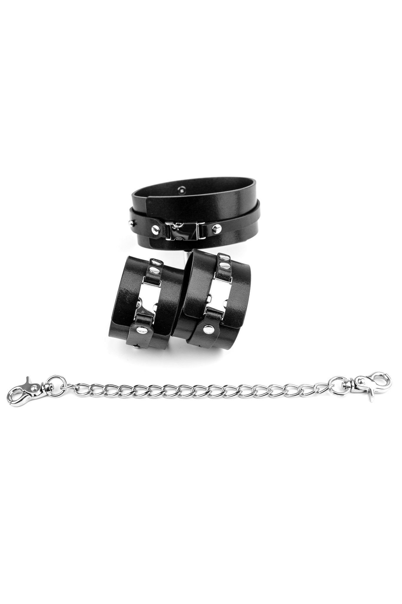 “Fast X me up” Cuffs and Collar Set with chain connector - Elinlatex