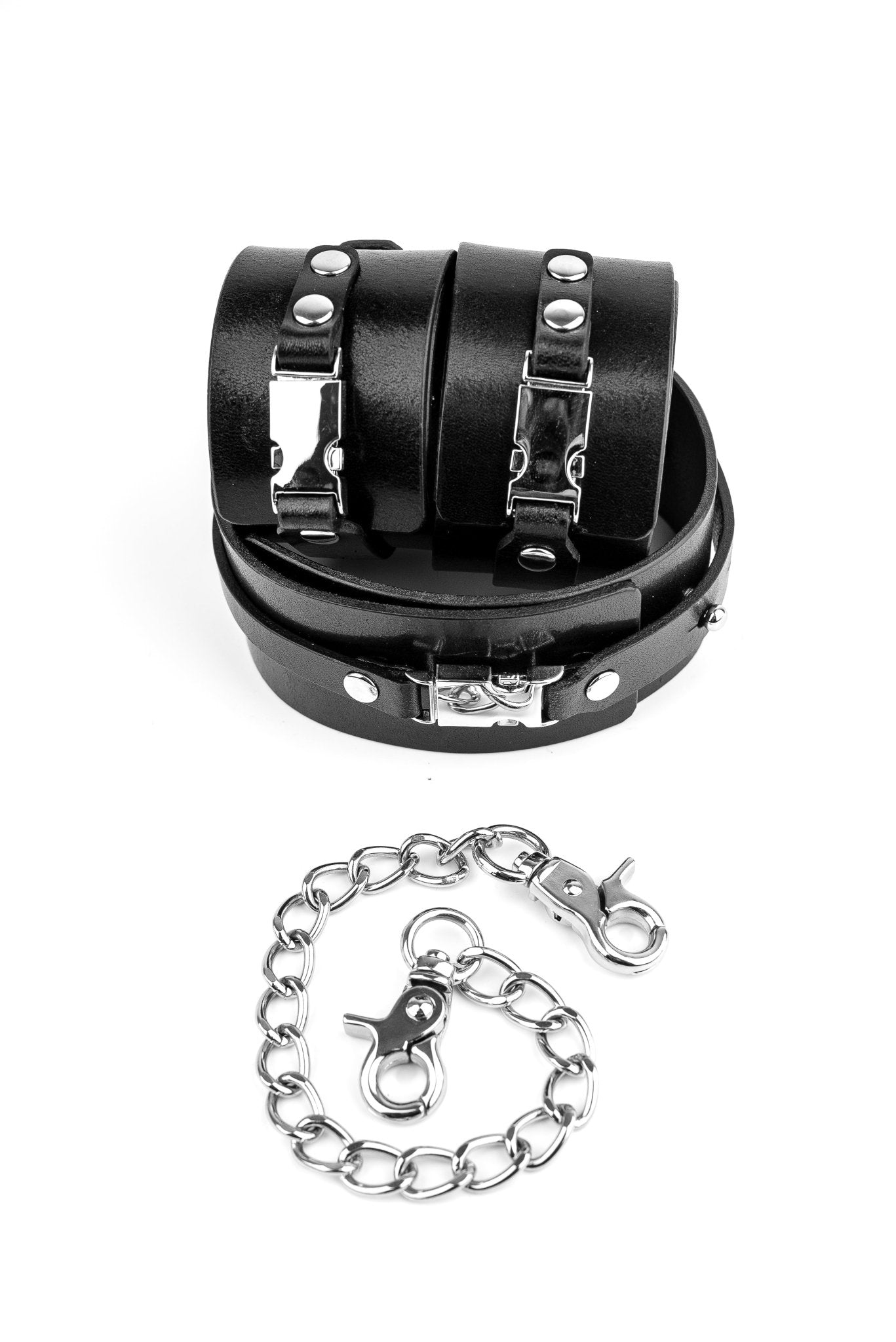 “Fast X me up” Cuffs and Collar Set with chain connector - Elinlatex