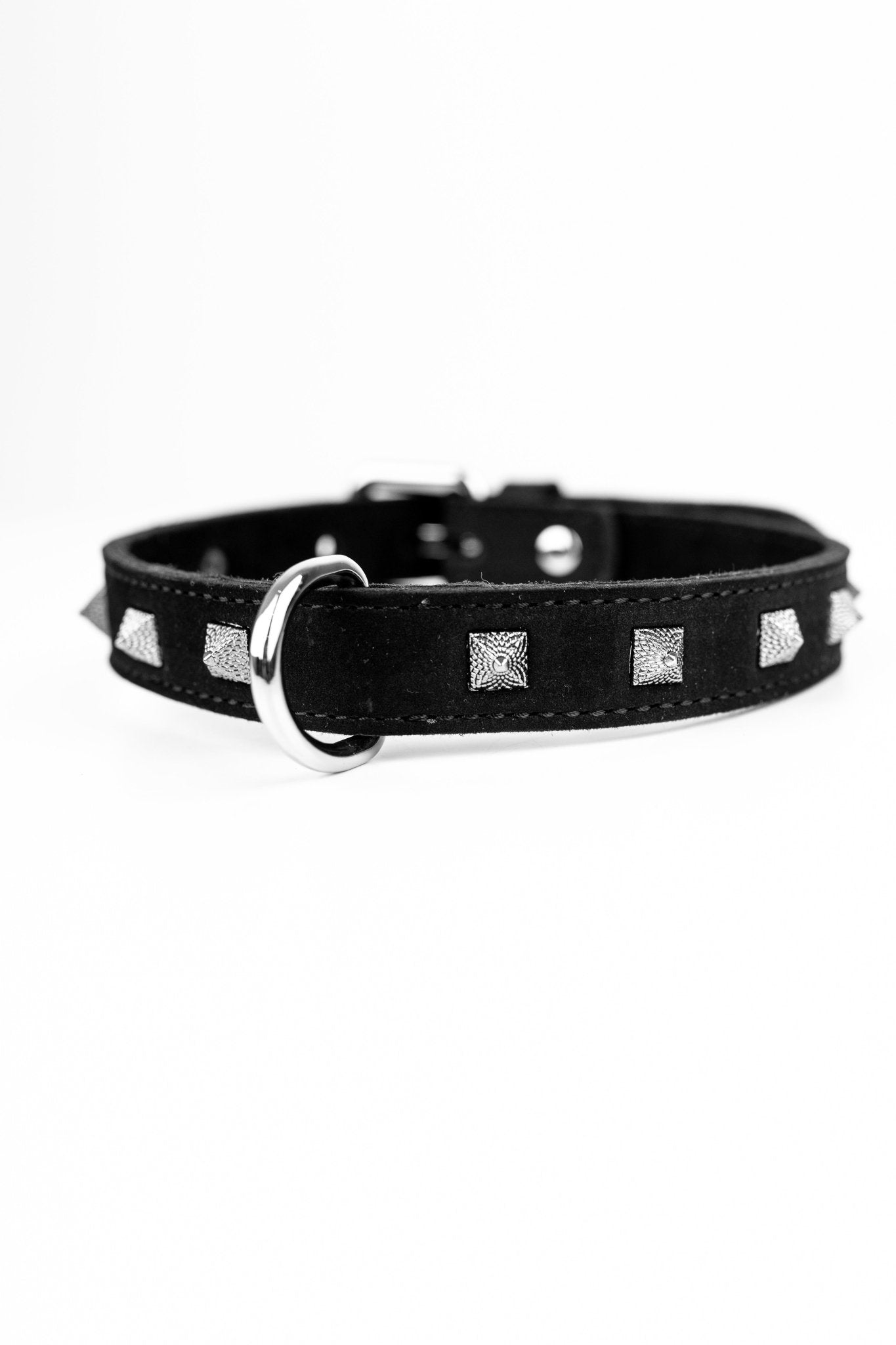 Faux Leather Spiked Choker - Elinlatex