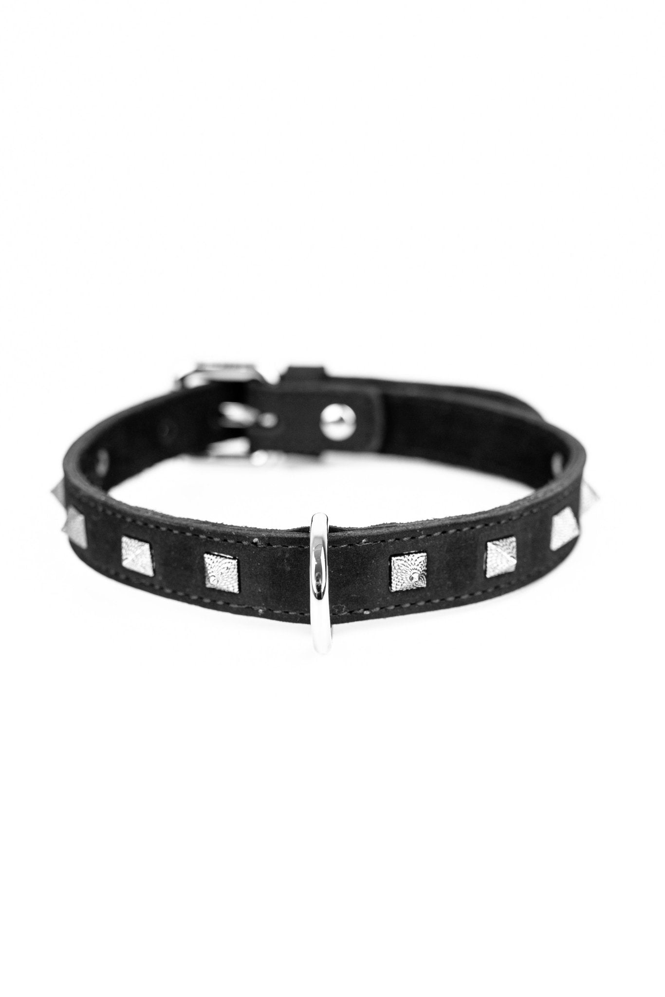 Faux Leather Spiked Choker - Elinlatex