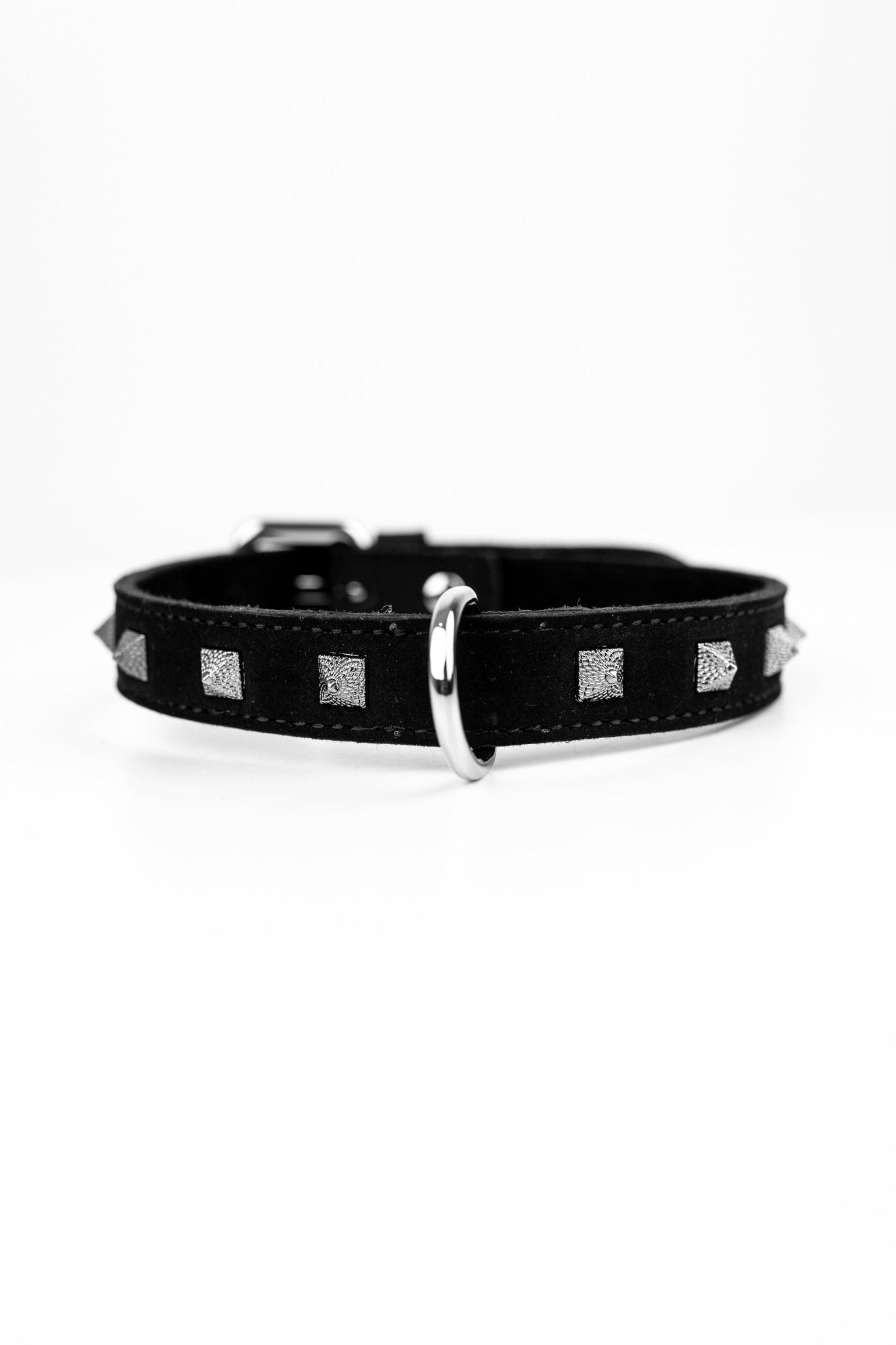 Faux Leather Spiked Choker - Elinlatex