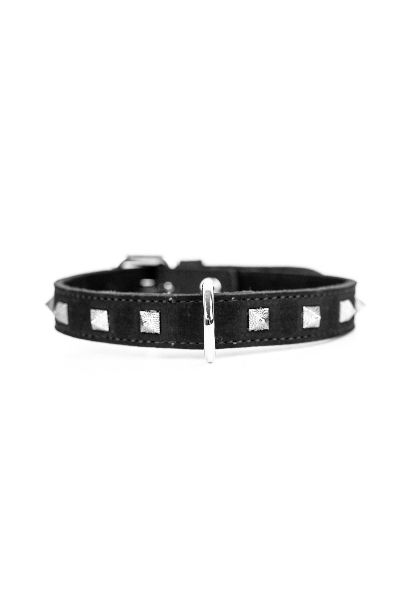 Faux Leather Spiked Choker - Elinlatex