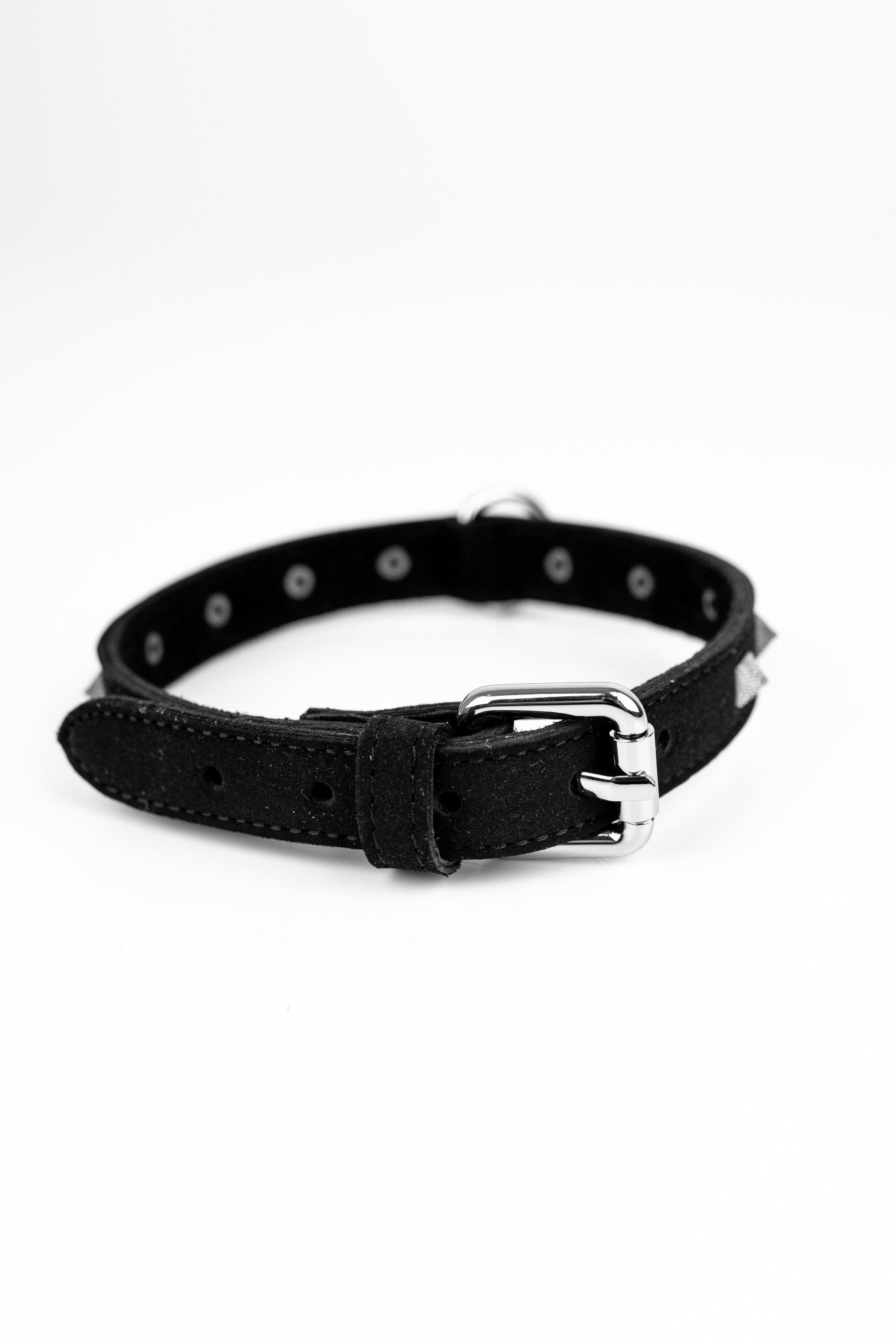 Faux Leather Spiked Choker - Elinlatex