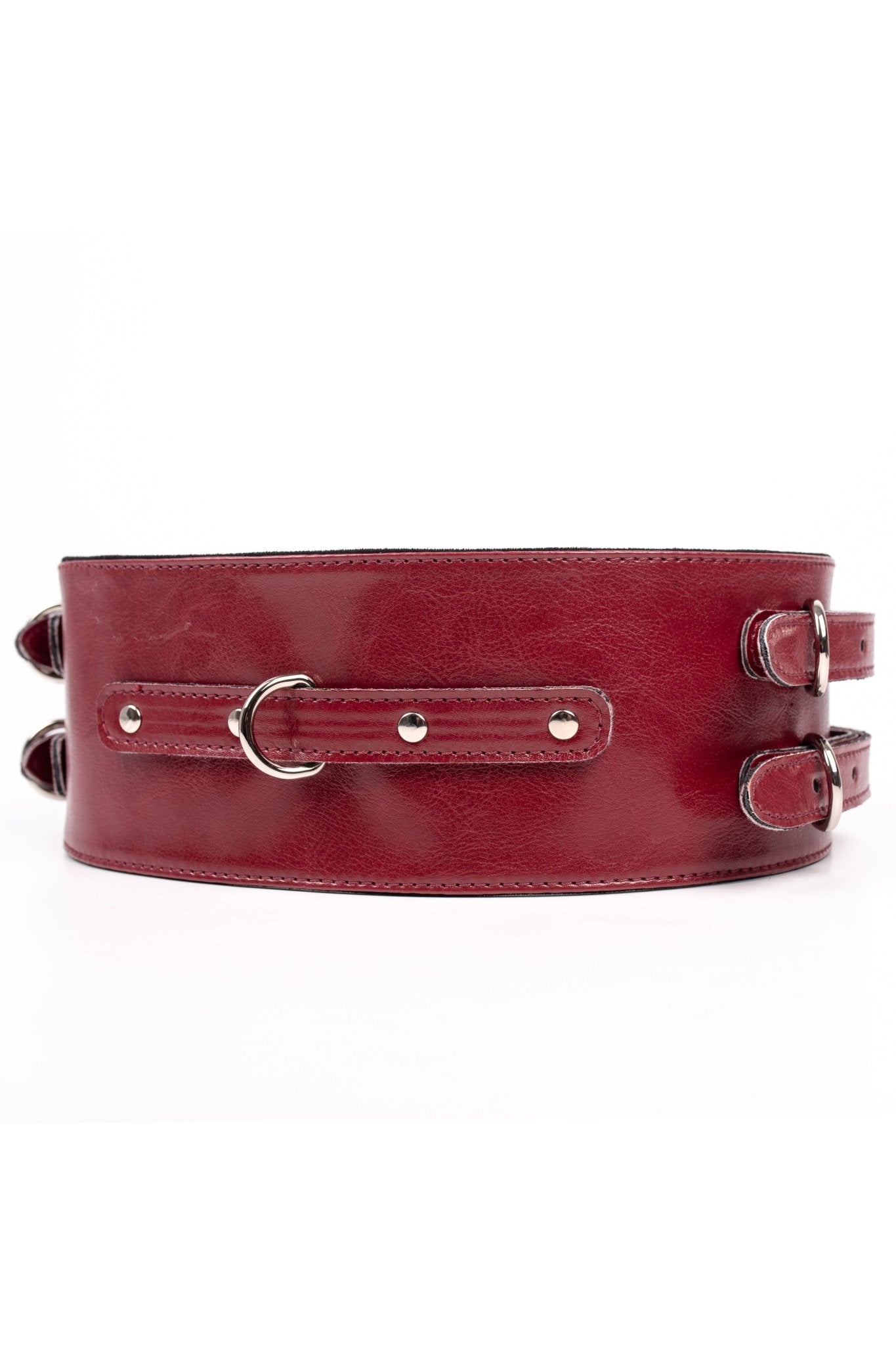 Faux Leather Vegan Waist Belt. Burgundy - Elinlatex