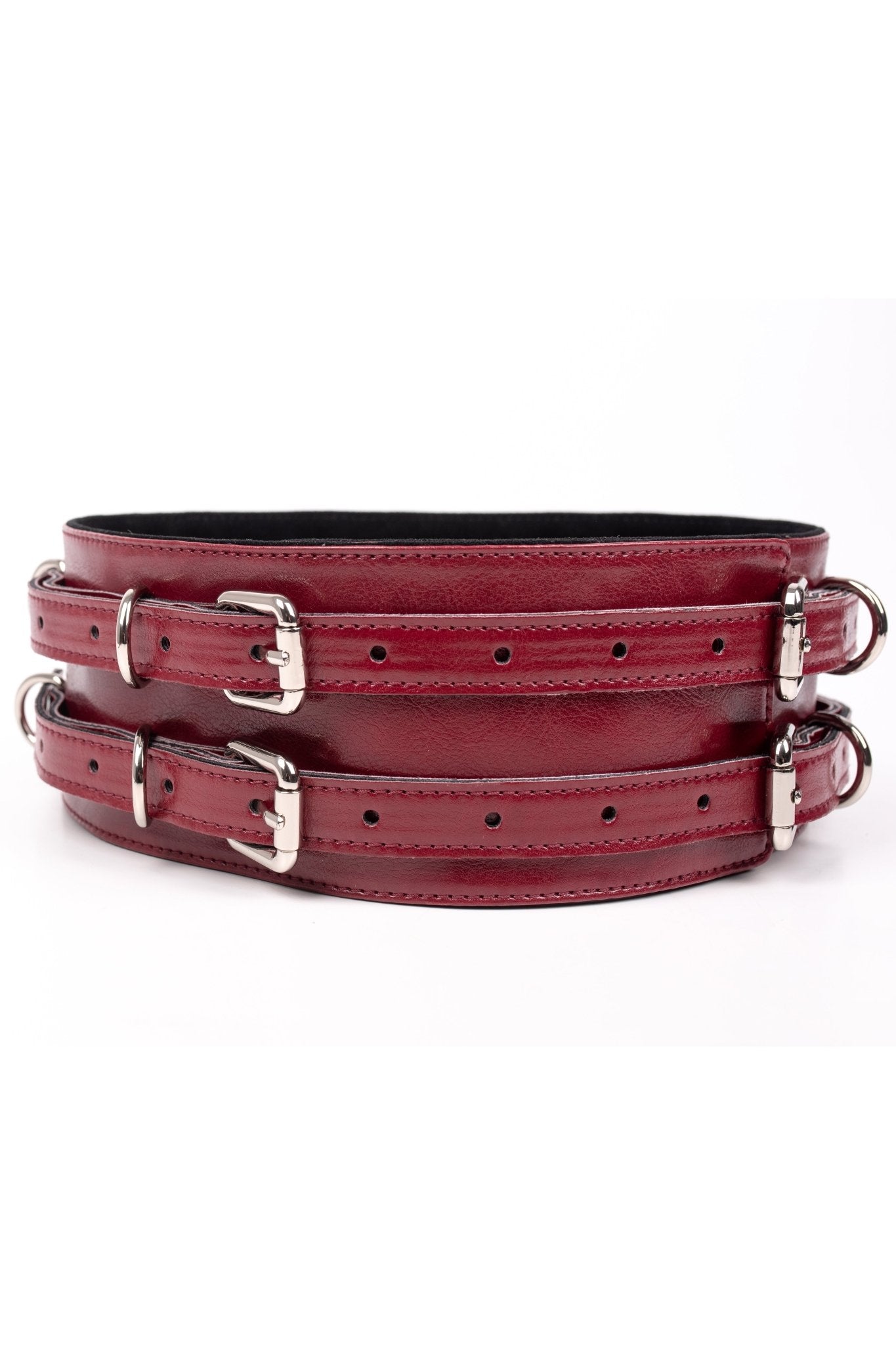 Faux Leather Vegan Waist Belt. Burgundy - Elinlatex