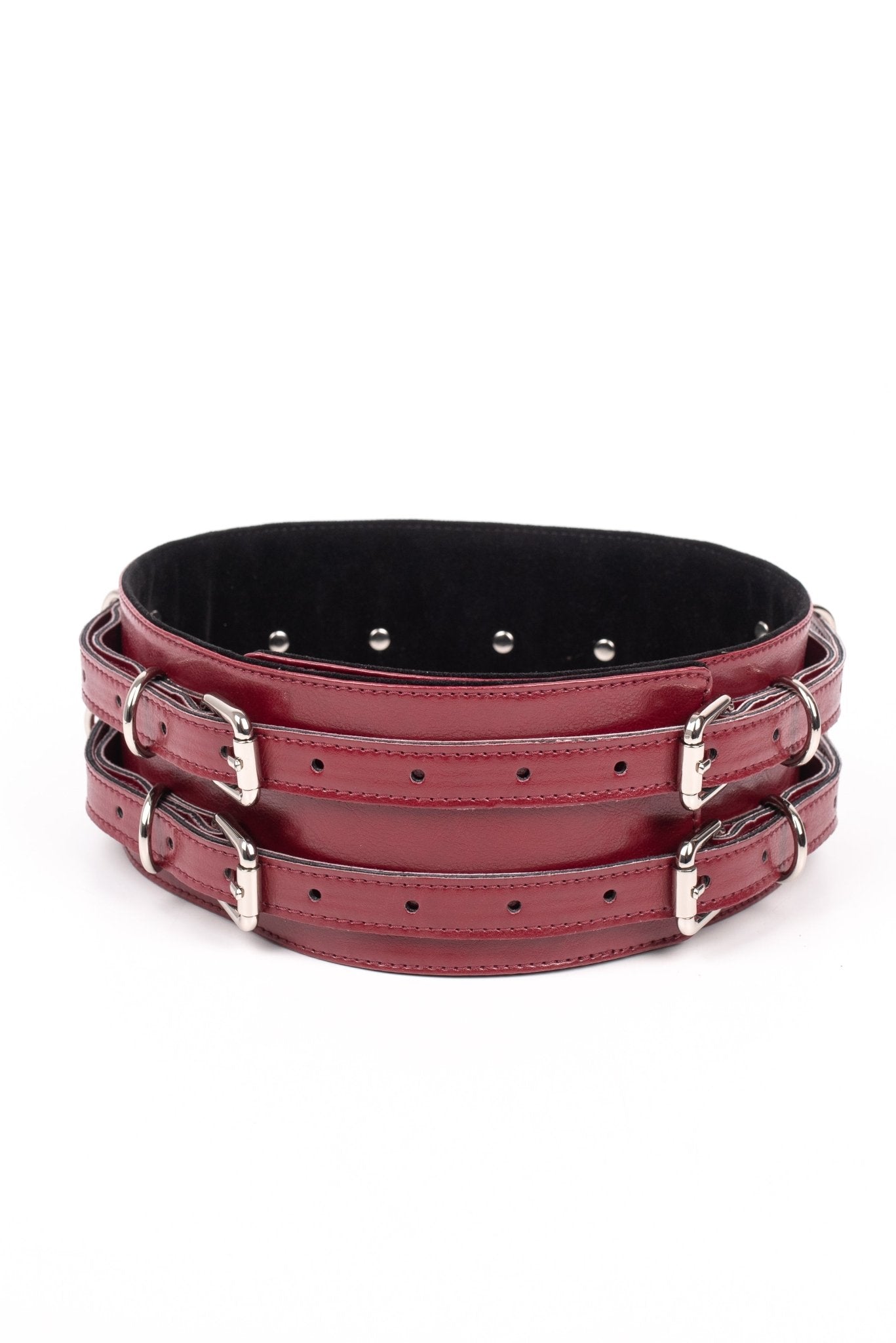 Faux Leather Vegan Waist Belt. Burgundy - Elinlatex