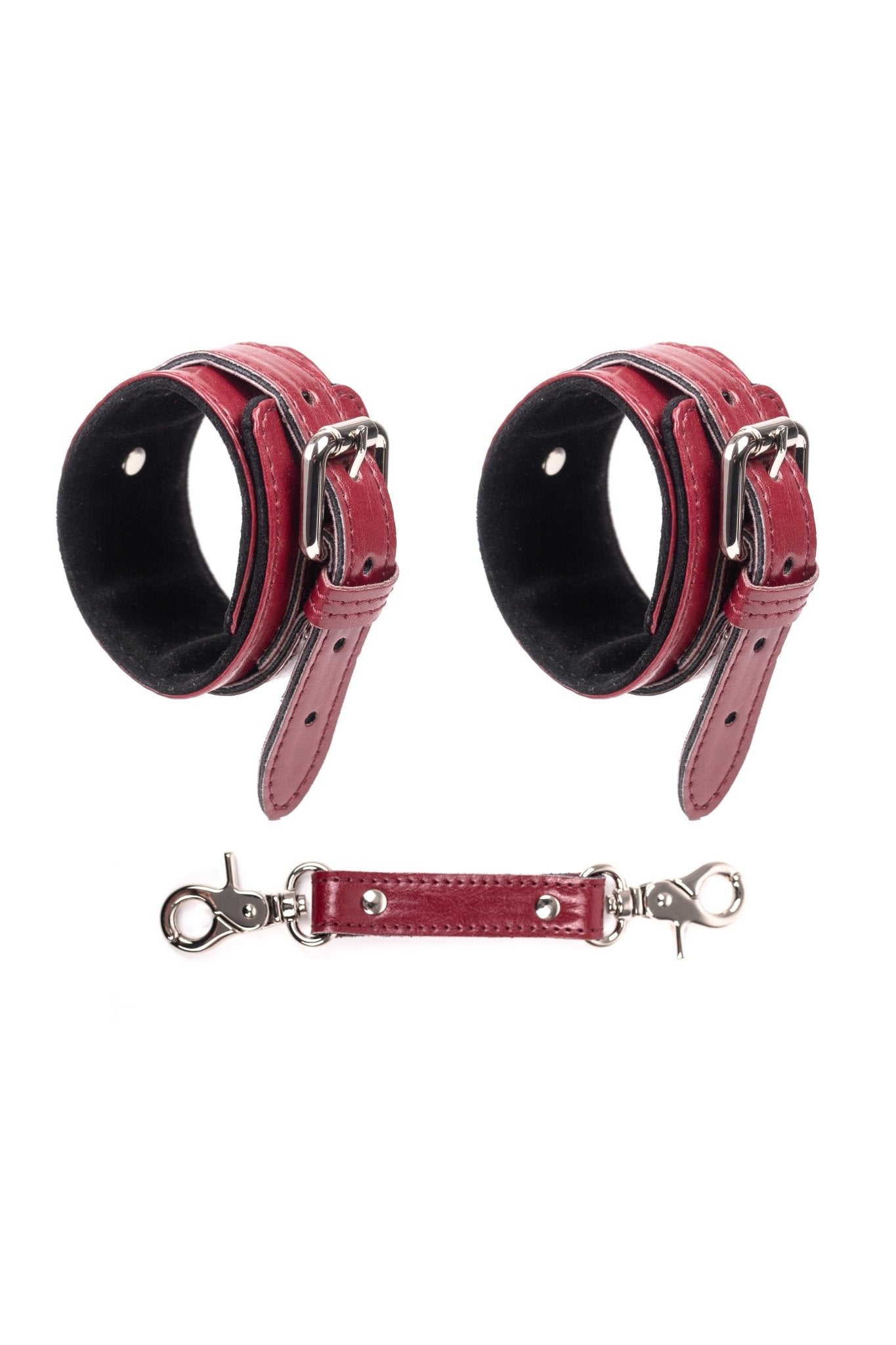 Faux Leather Wrist Bracelets. Burgundy - Elinlatex