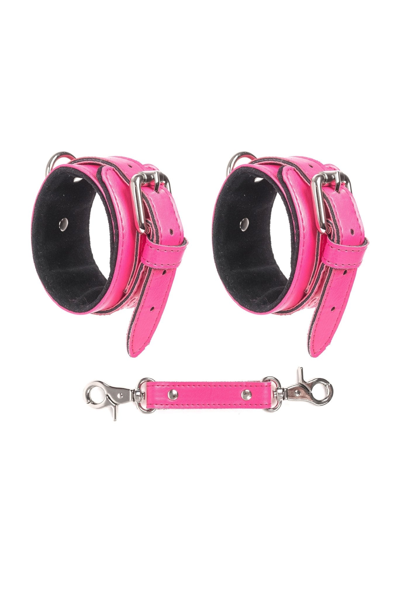 Faux Leather Wrist Cuffs. Pink - Elinlatex