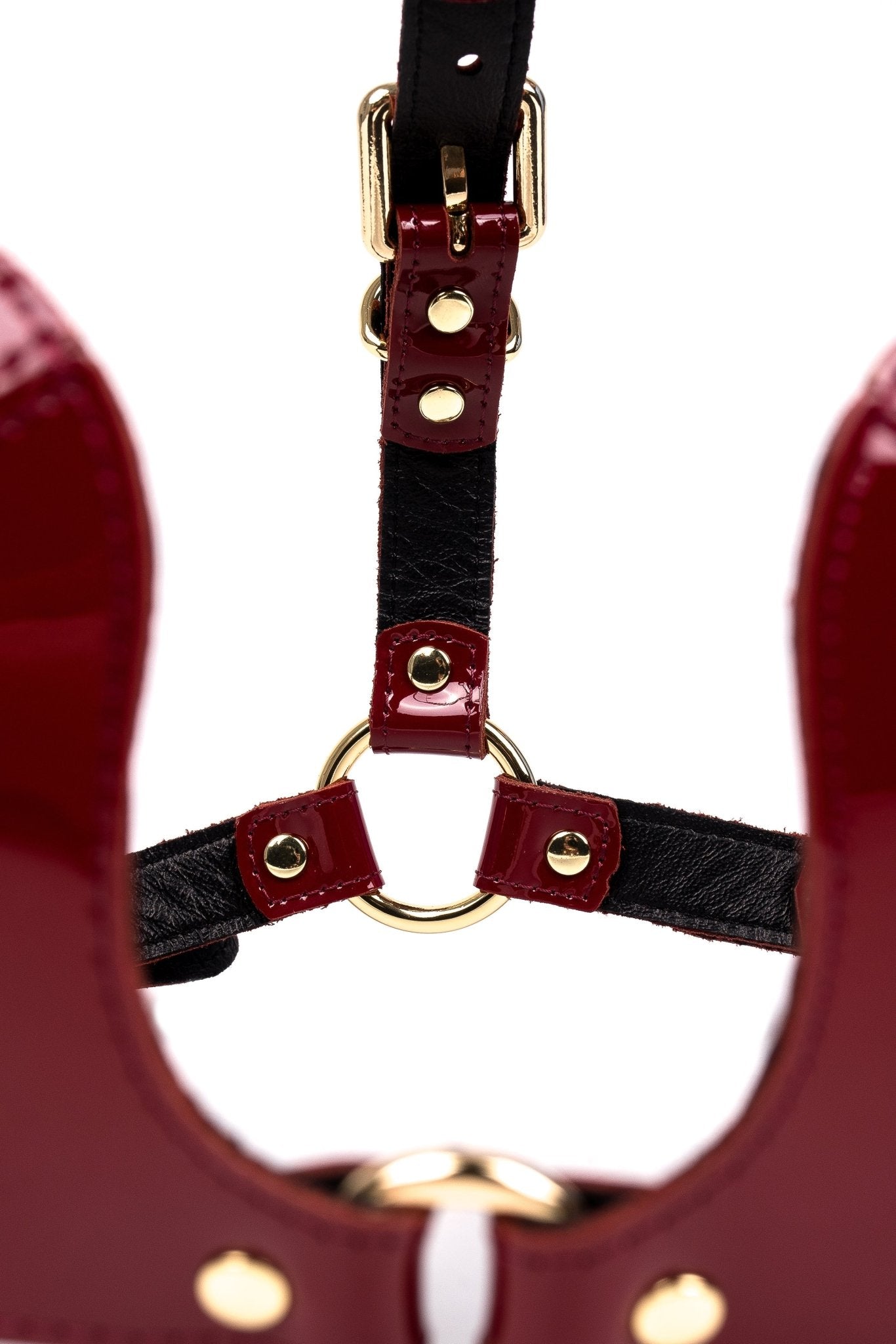 Freyja Leather Bra Lacquered. Burgundy - Elinlatex