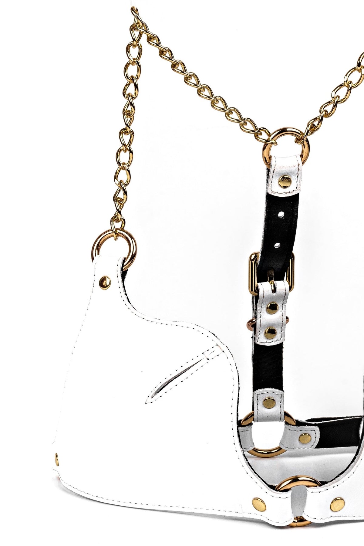 Freyja Leather Bra. White - Elin Latex