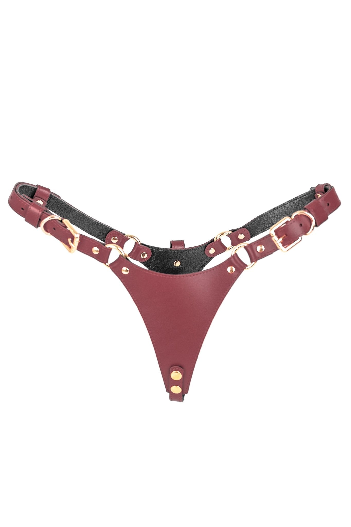 Freyja Leather Panties Lacquered. Burgundy - Elinlatex