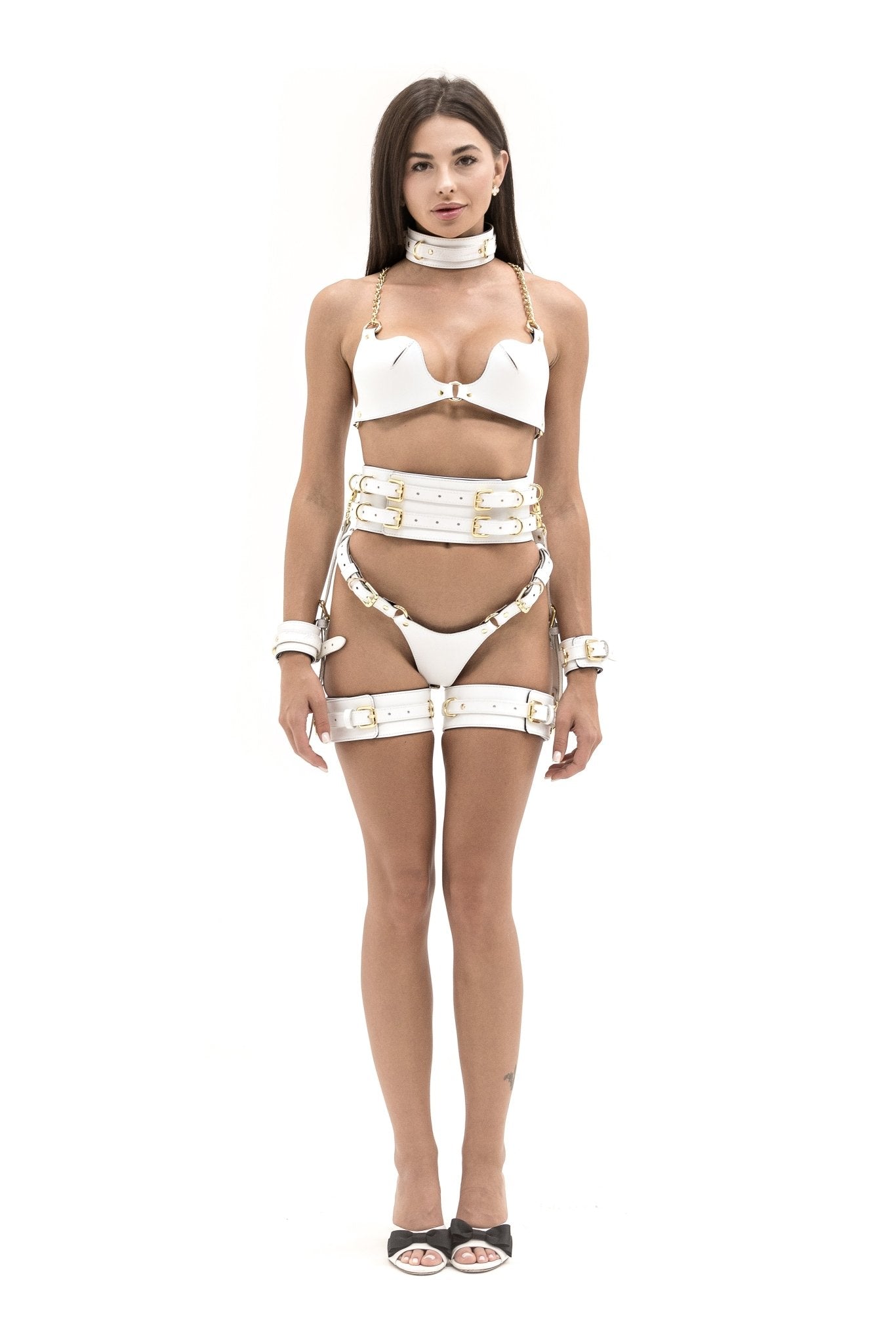 Freyja Lingerie & Bondage Set. White - Elinlatex