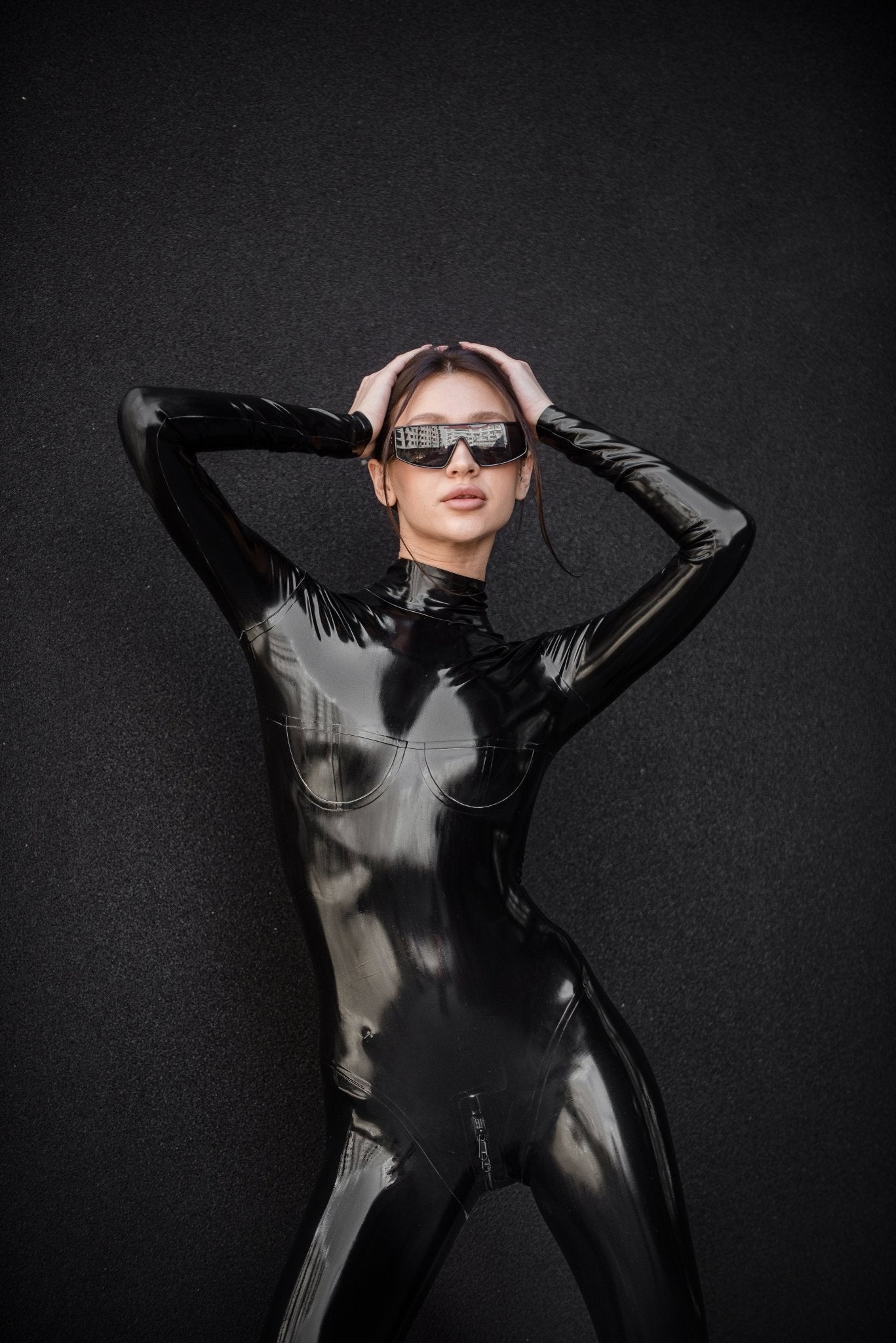 Full Body Black Latex Catsuit - Elinlatex