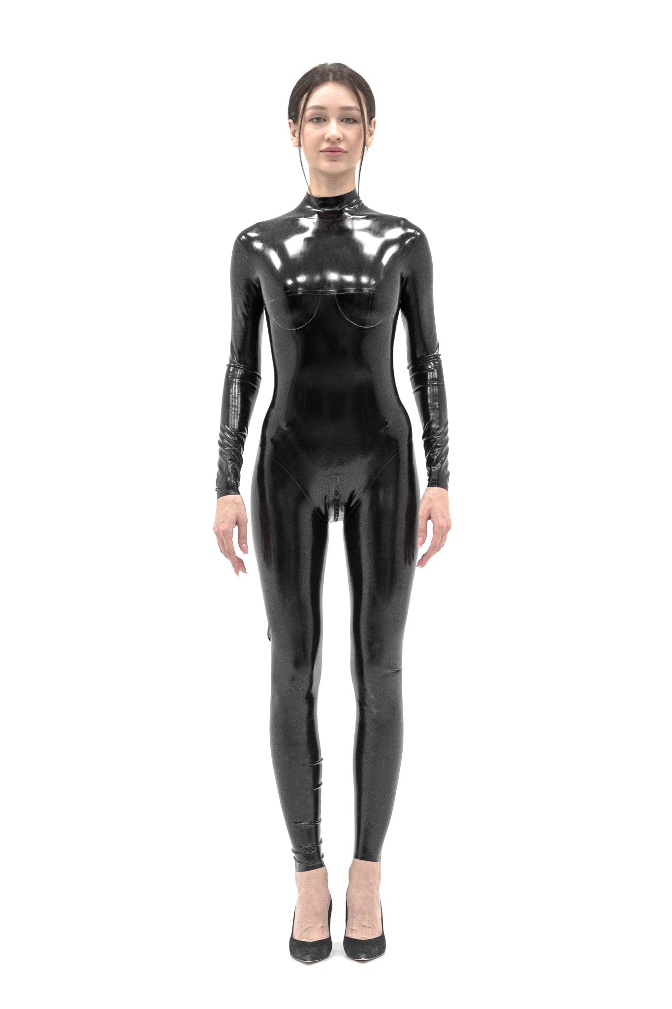 Full Body Black Latex Catsuit - Elinlatex