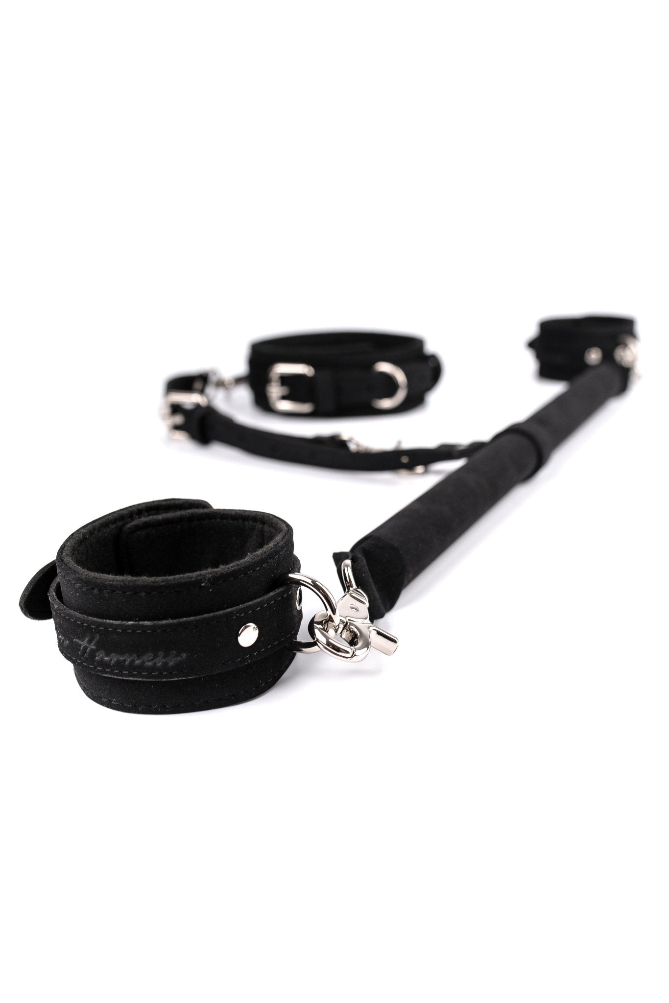 Full Kit of 3 Point Faux Leather Spreader Bar with Cuffs and Collar - Elinlatex