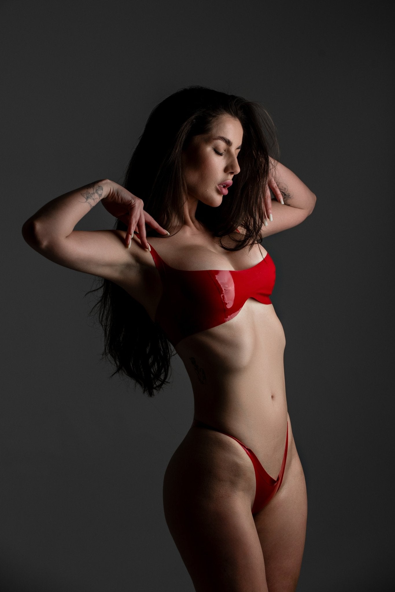 High - Cut Latex Bikini Tina01. Red - Elinlatex