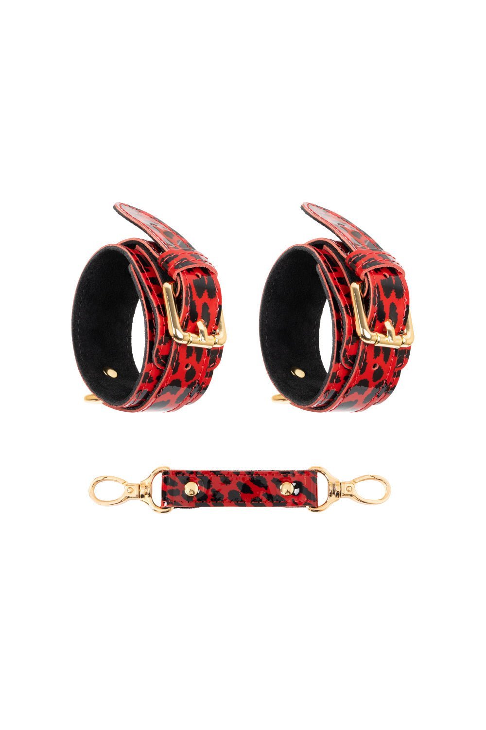 Lacquered leather bracelets. Premium cuff set. Leopard - Elinlatex