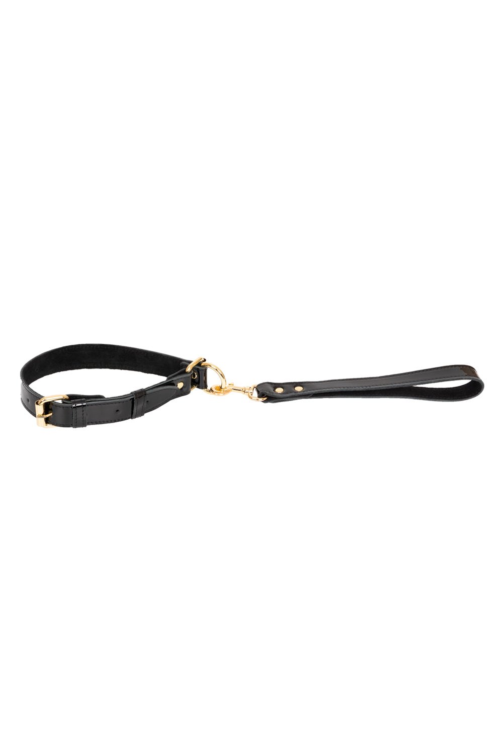 Lacquered leather self - tightening choke collar - Elinlatex