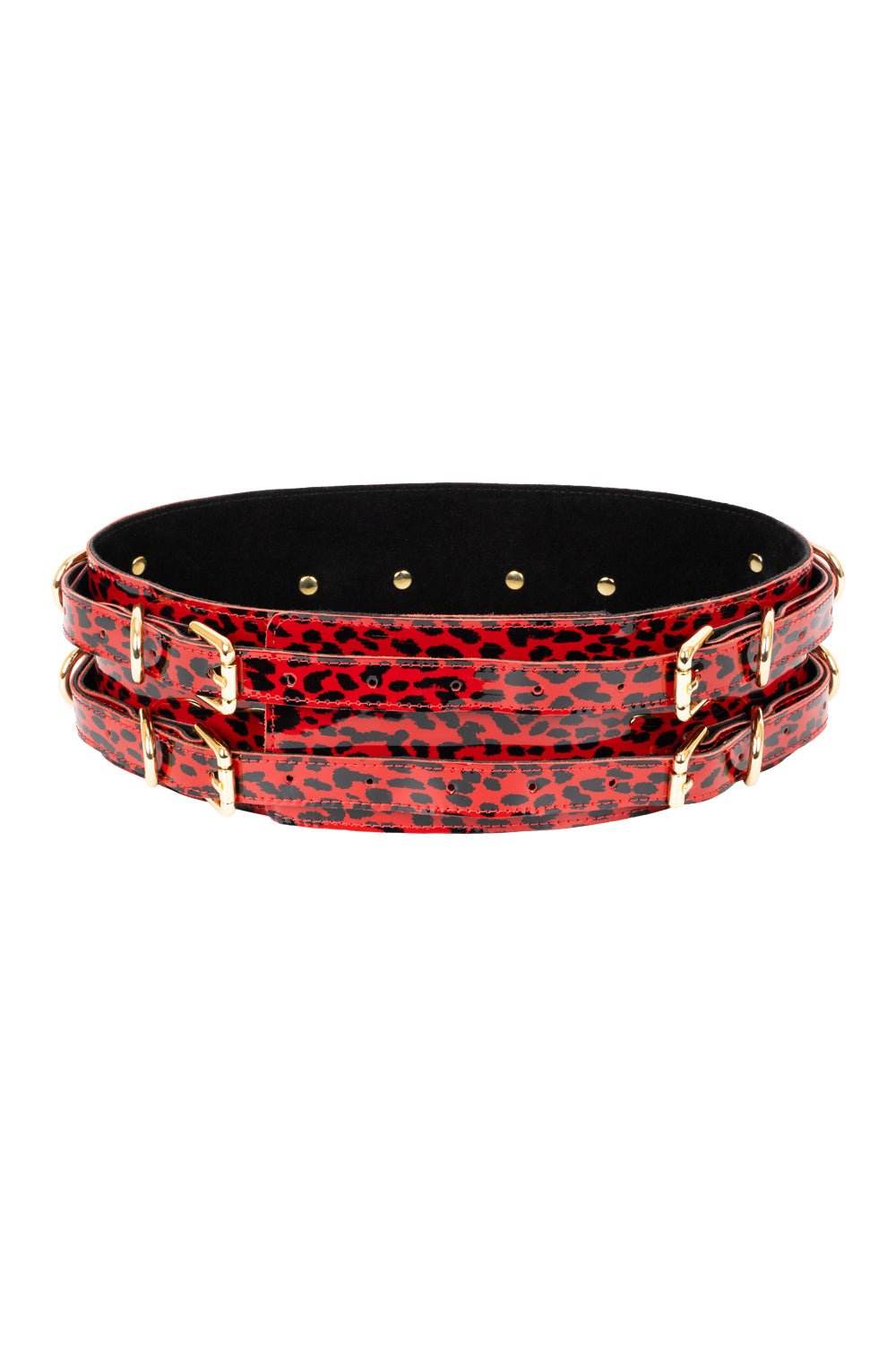 Lacquered Leather Waist Belt. Black - Elinlatex