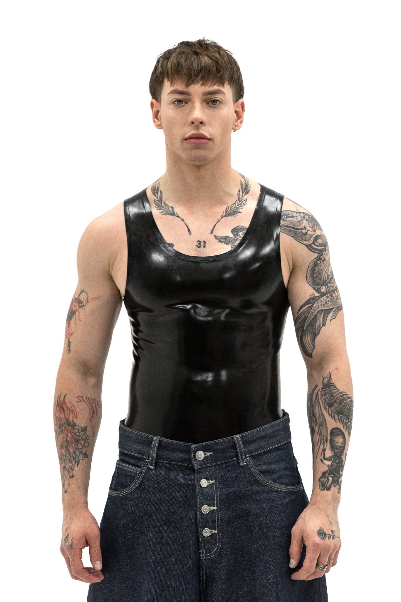 Latex Body Shirt for Men. Black - Elinlatex