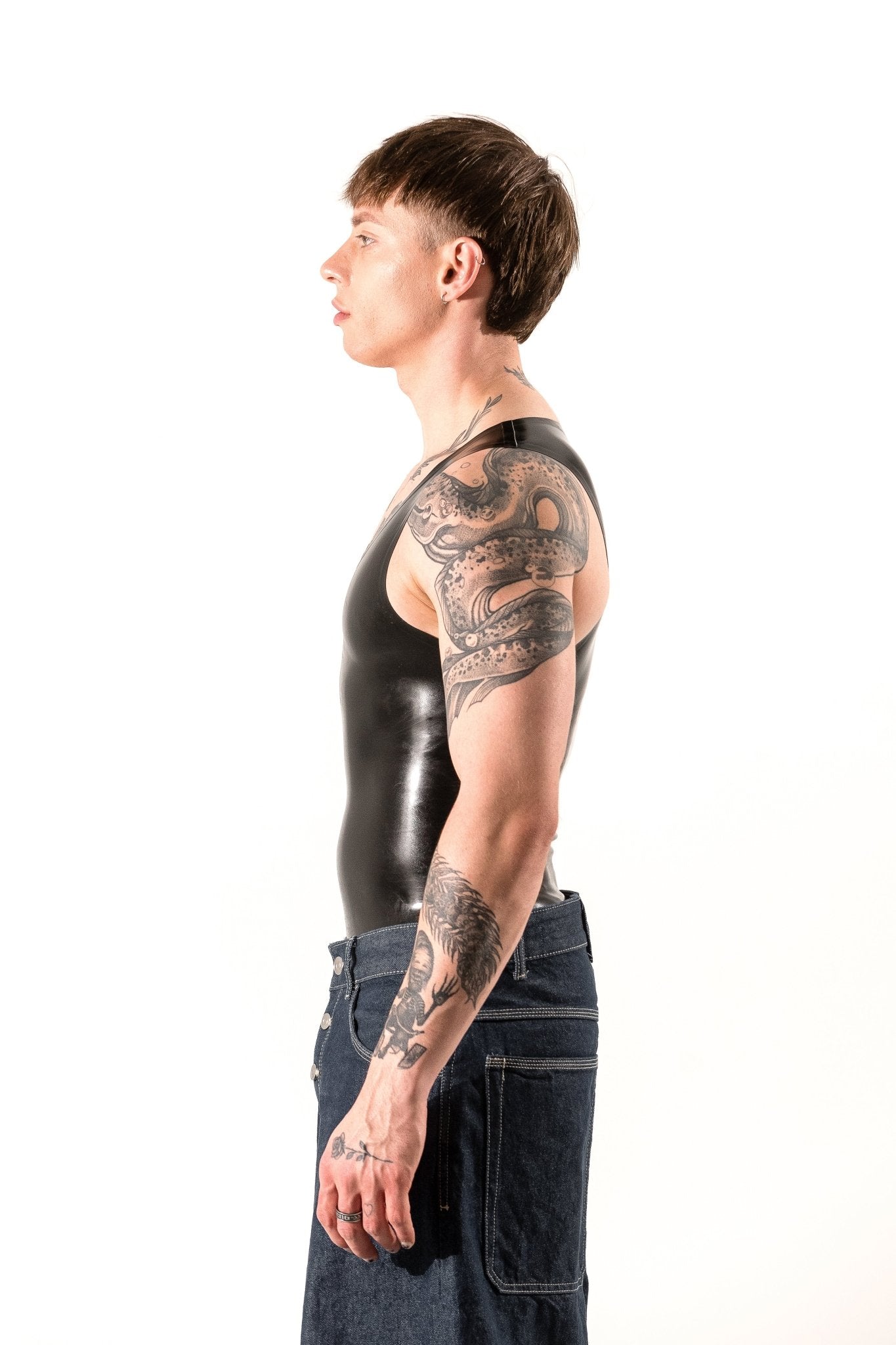 Latex Body Shirt for Men. Black - Elinlatex