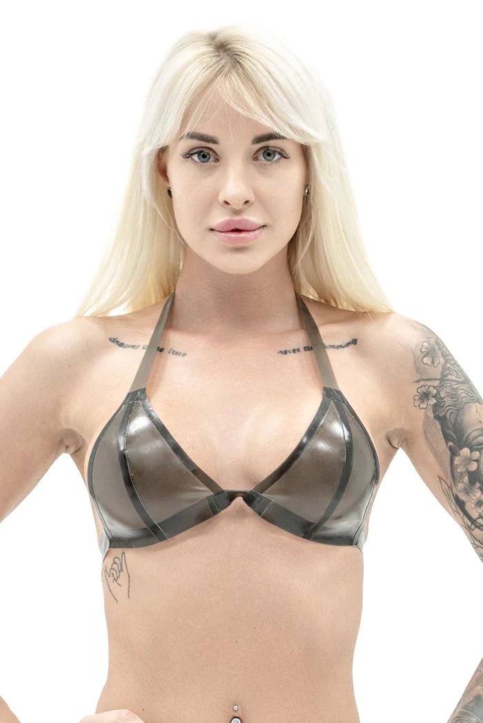 Latex Bra. Semi - transparent Black - Elinlatex