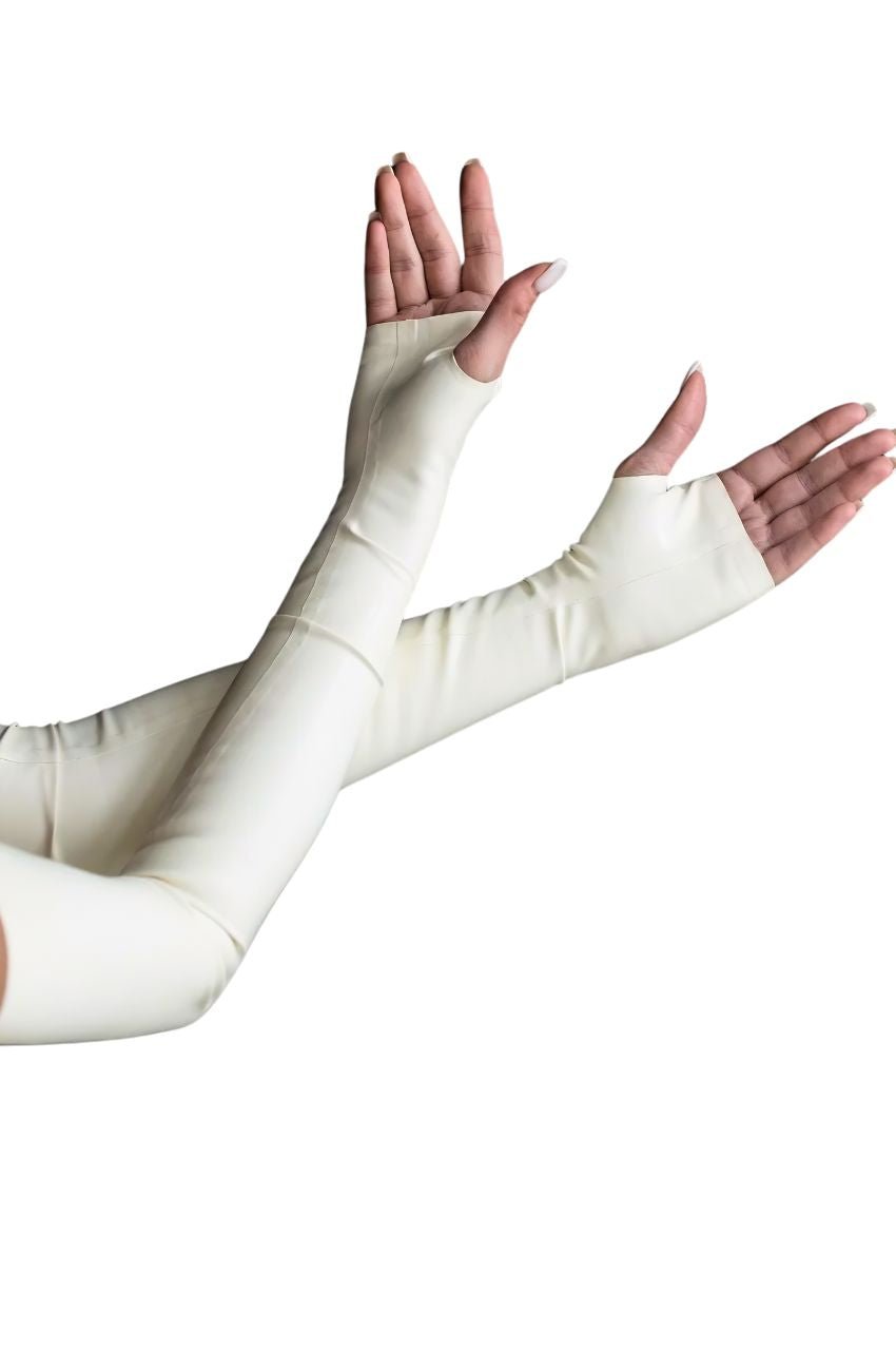 Latex Fingerless Long Gloves - Elinlatex